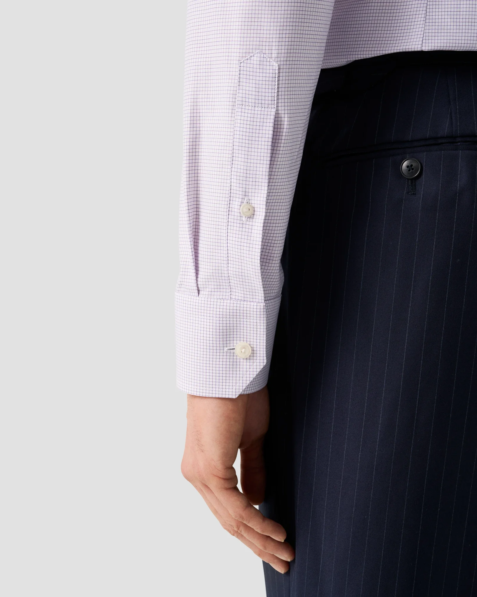 Eton - purple check signature twill shirt 261