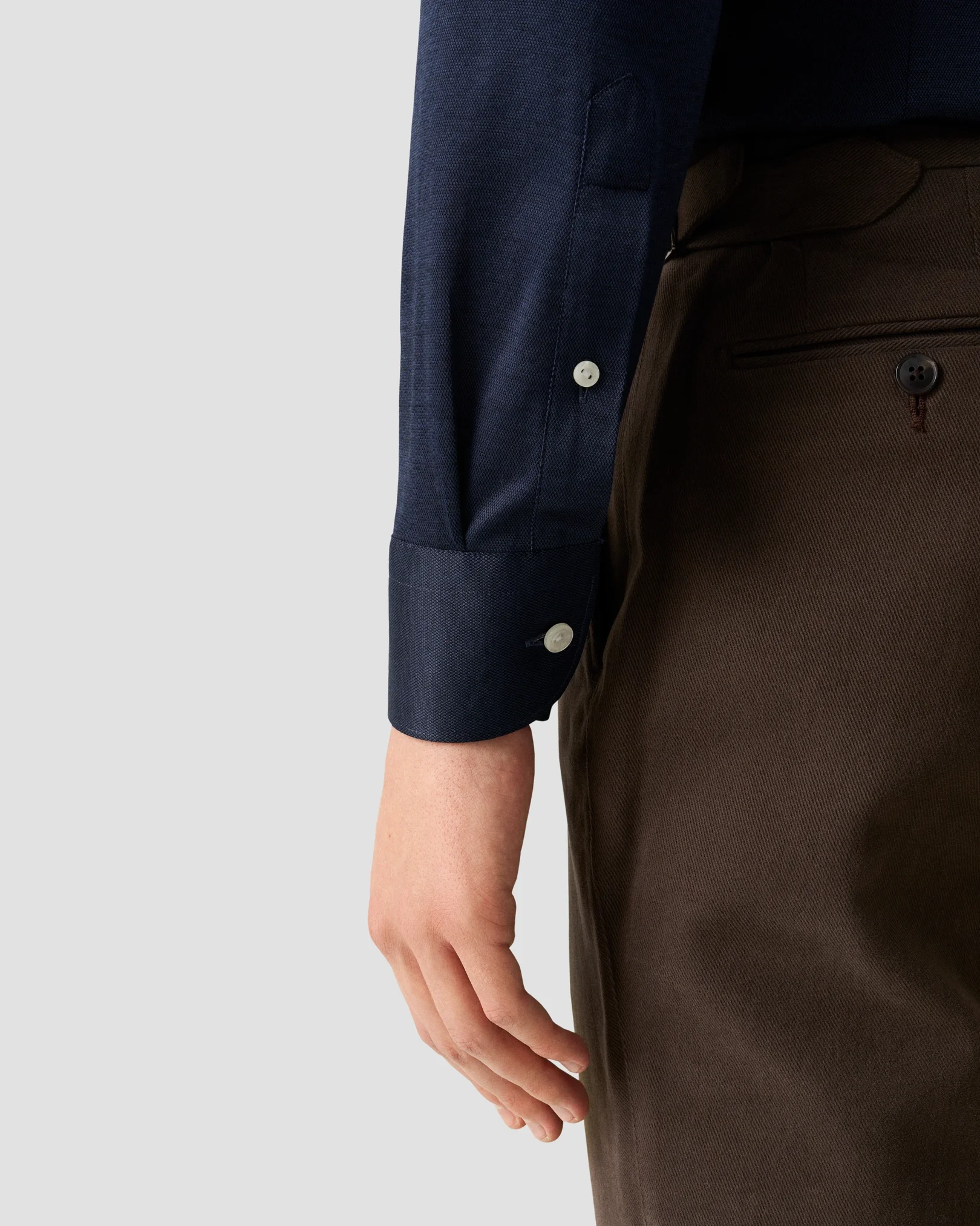 Eton - filo di scozia knit shirt navy