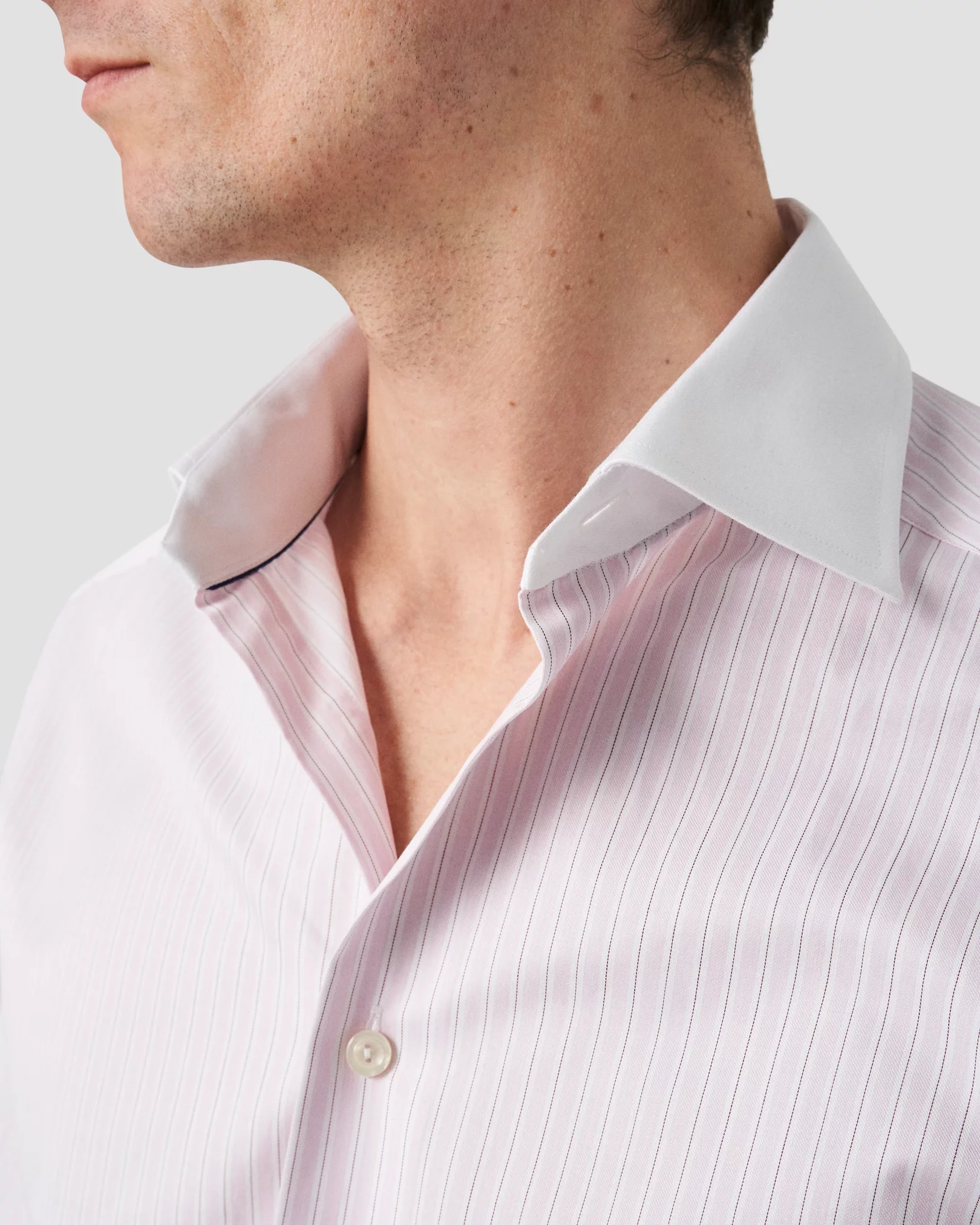Eton - Pink Striped White Collar Signature Twill Shirt