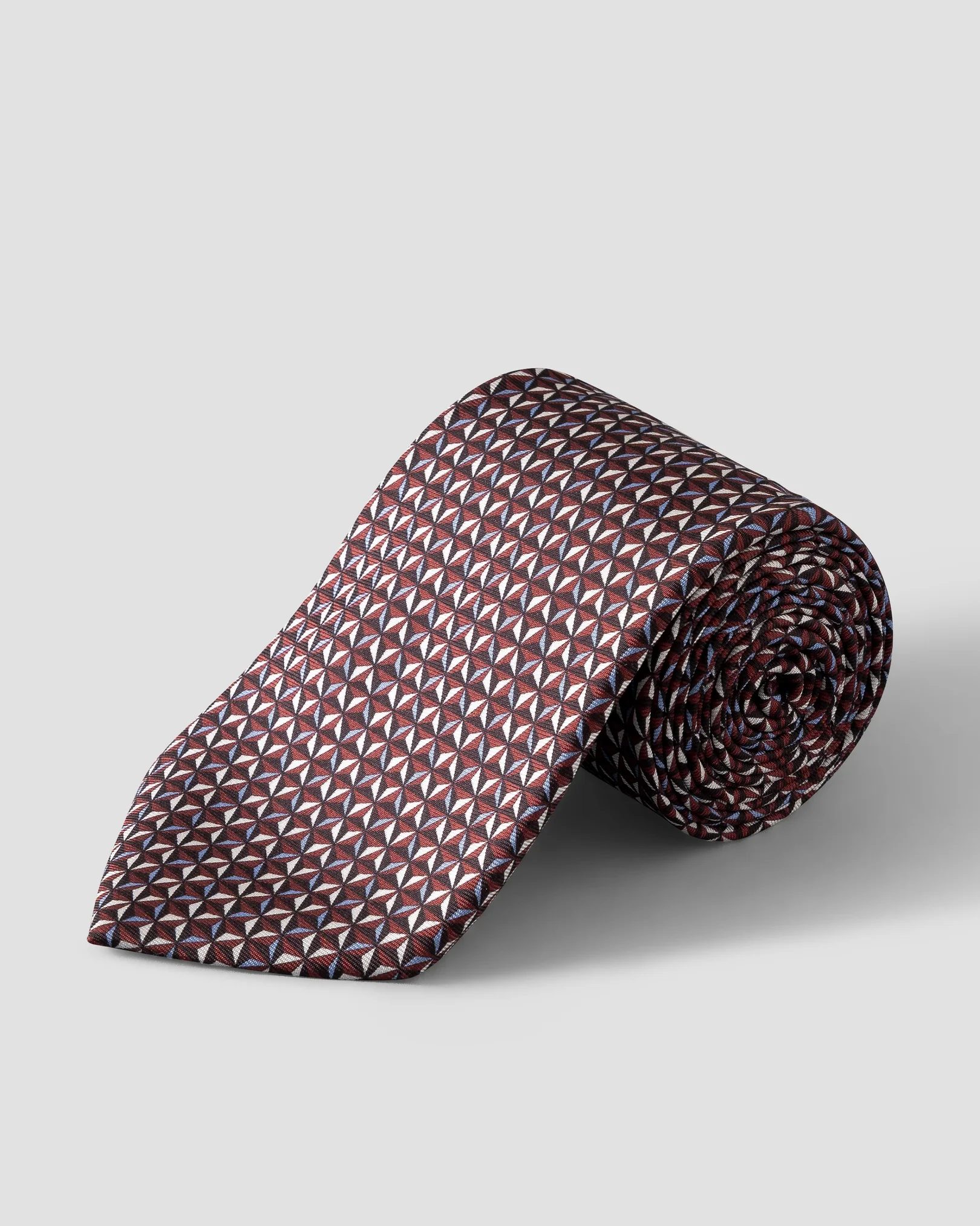 Eton - dark red geometric silk twill printed tie