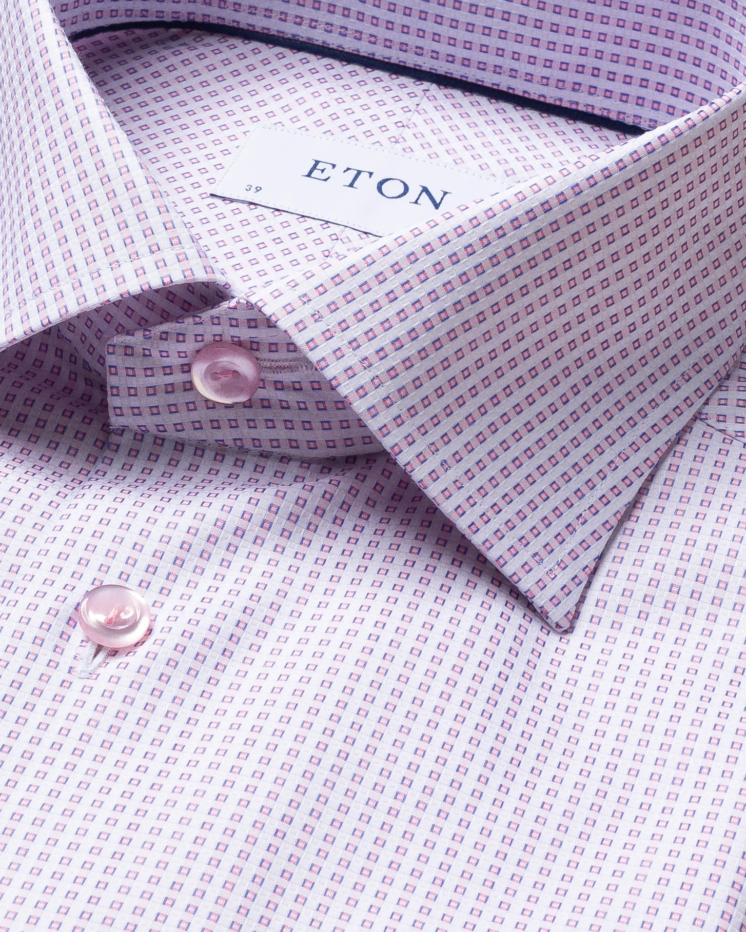 Eton - pink woven checks shirt