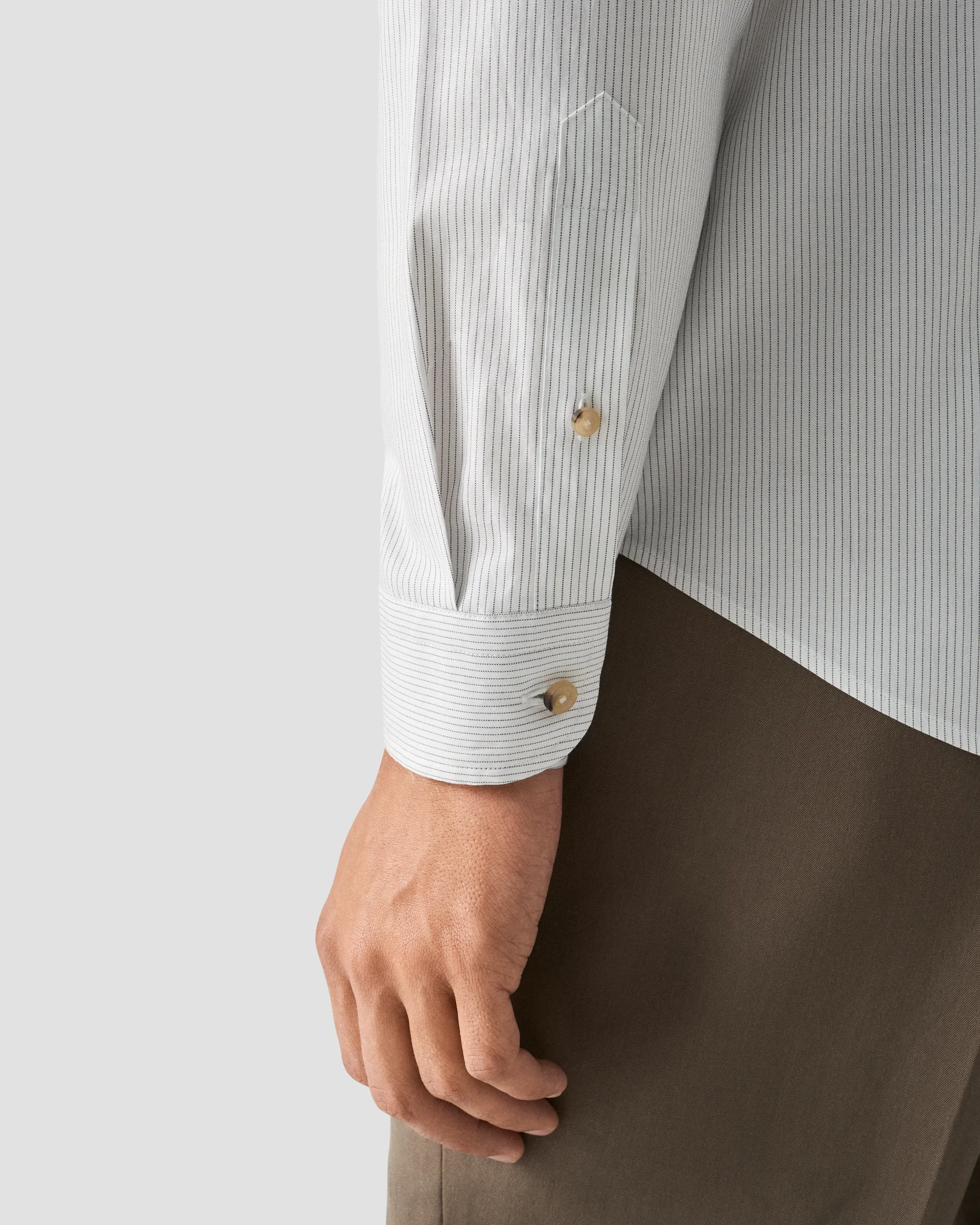 Eton - mid green striped oxford shirt 258