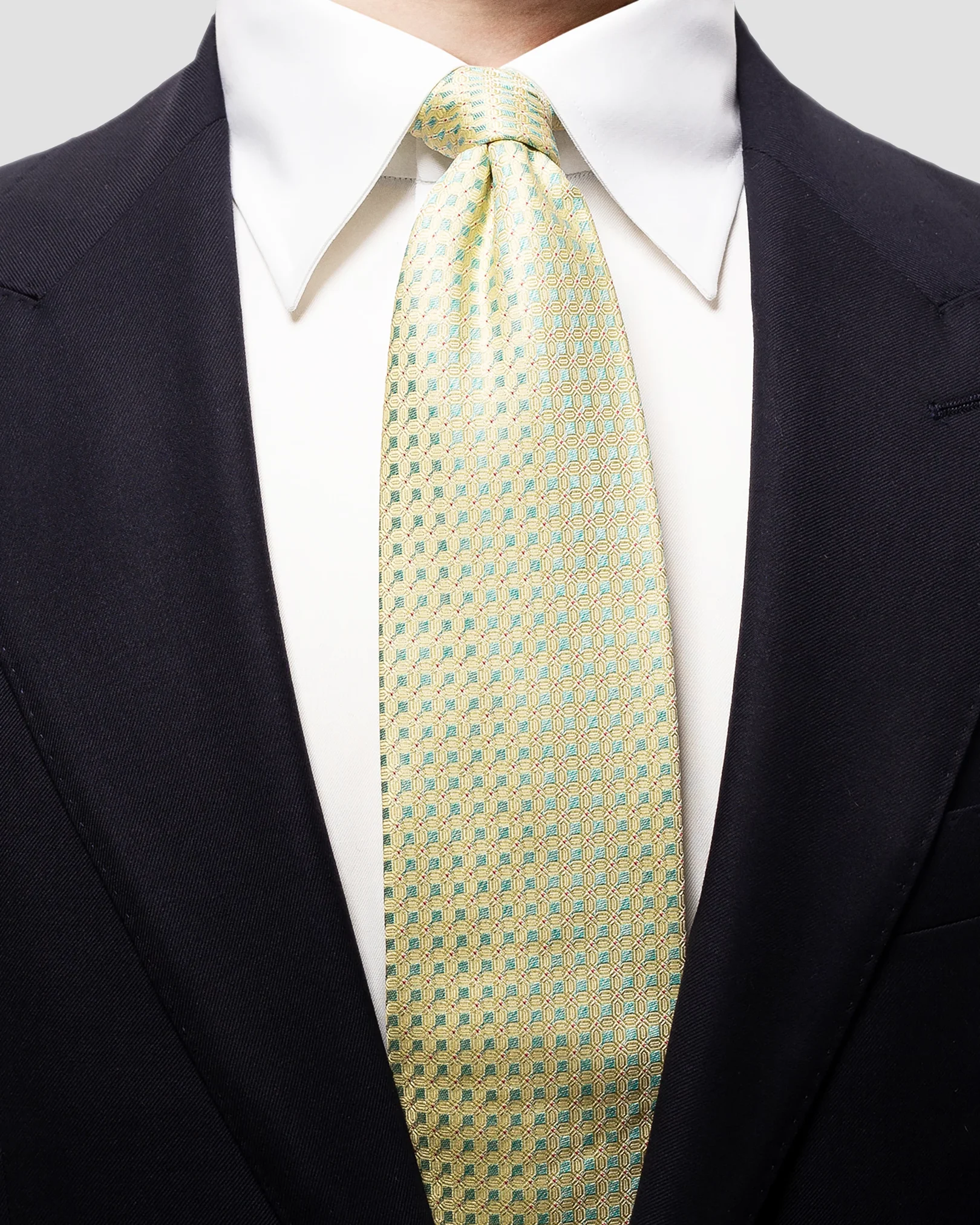 Eton - mint geometric block silk tie