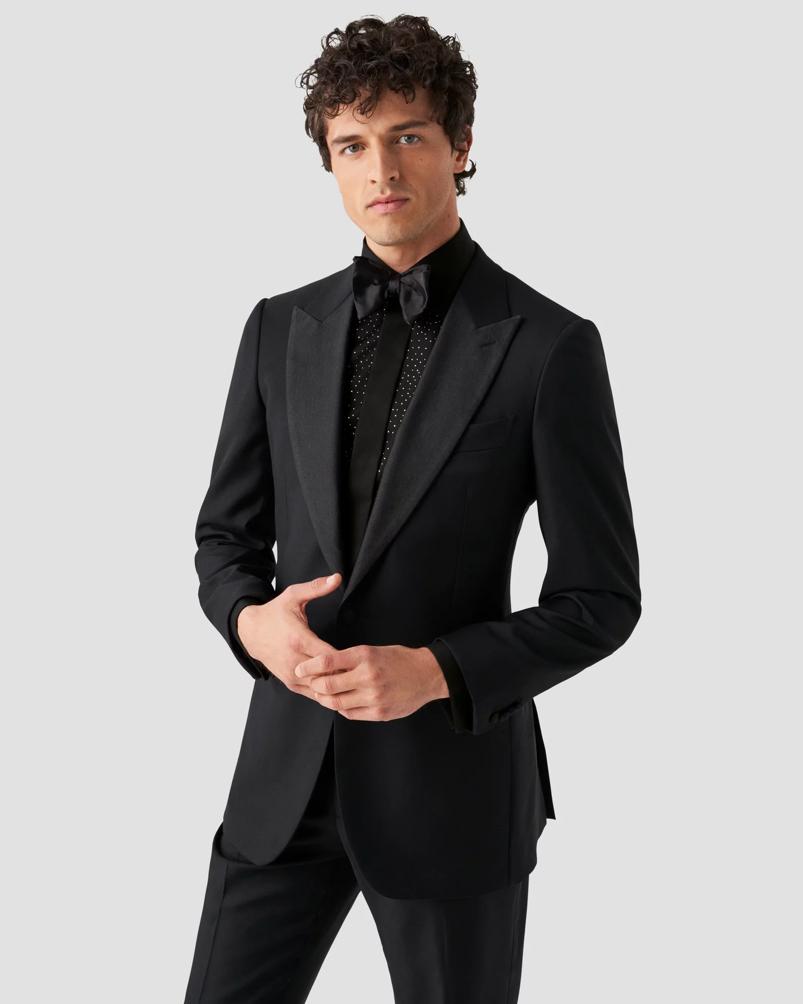 Eton - Black Signature Twill Tuxedo Shirt with Swarovski® Crystals