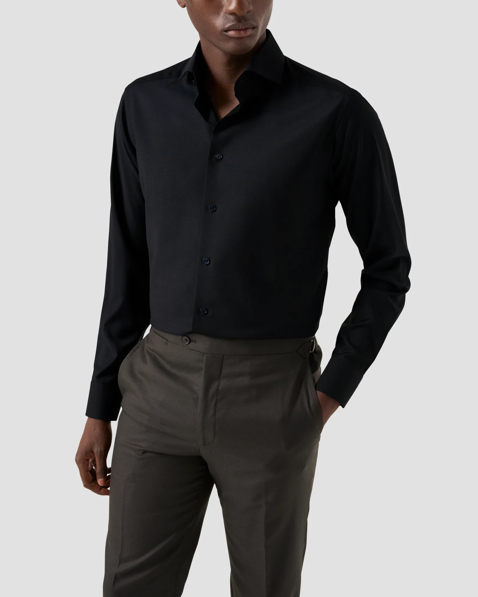 Eton - navy solid merino shirt