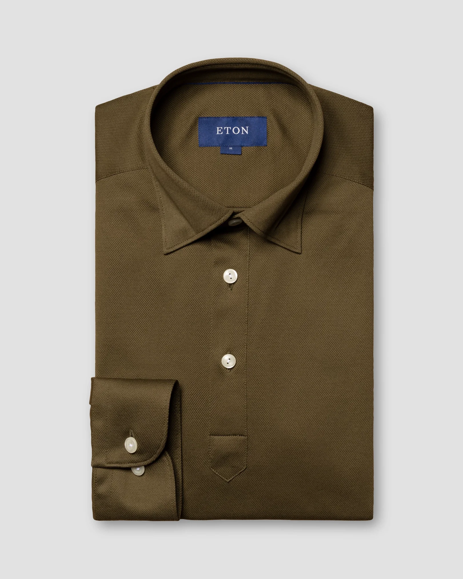 Green Piqué Polo Shirt – Long Sleeved - Eton