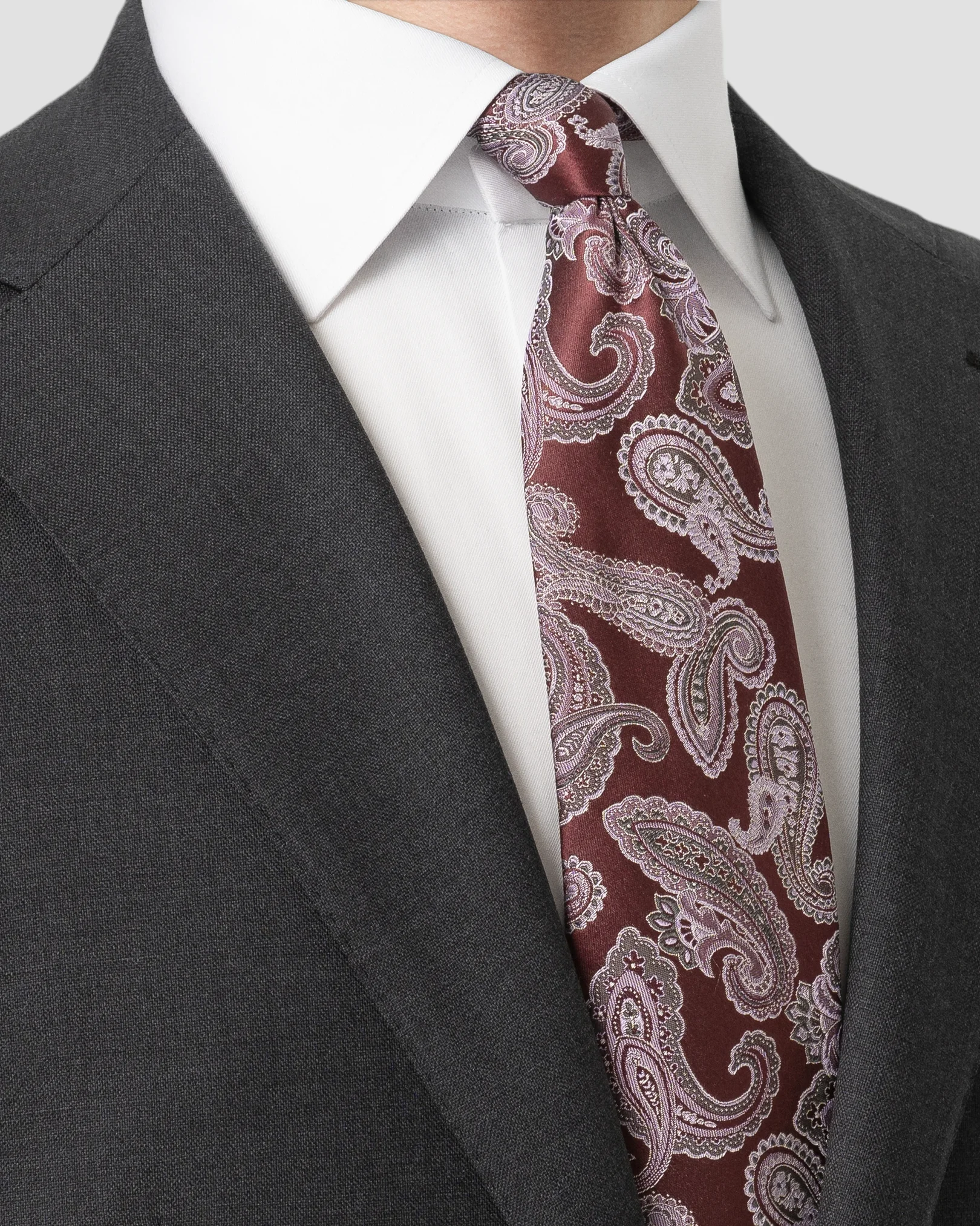 Eton - dark purple paisley woven silk tie