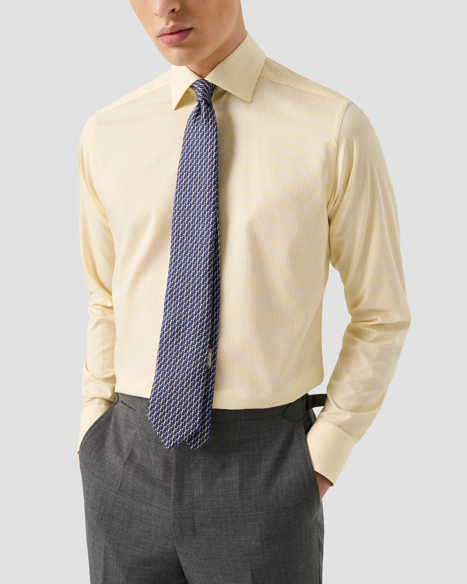 Eton - yellow bengal striped cotton tencel shirt