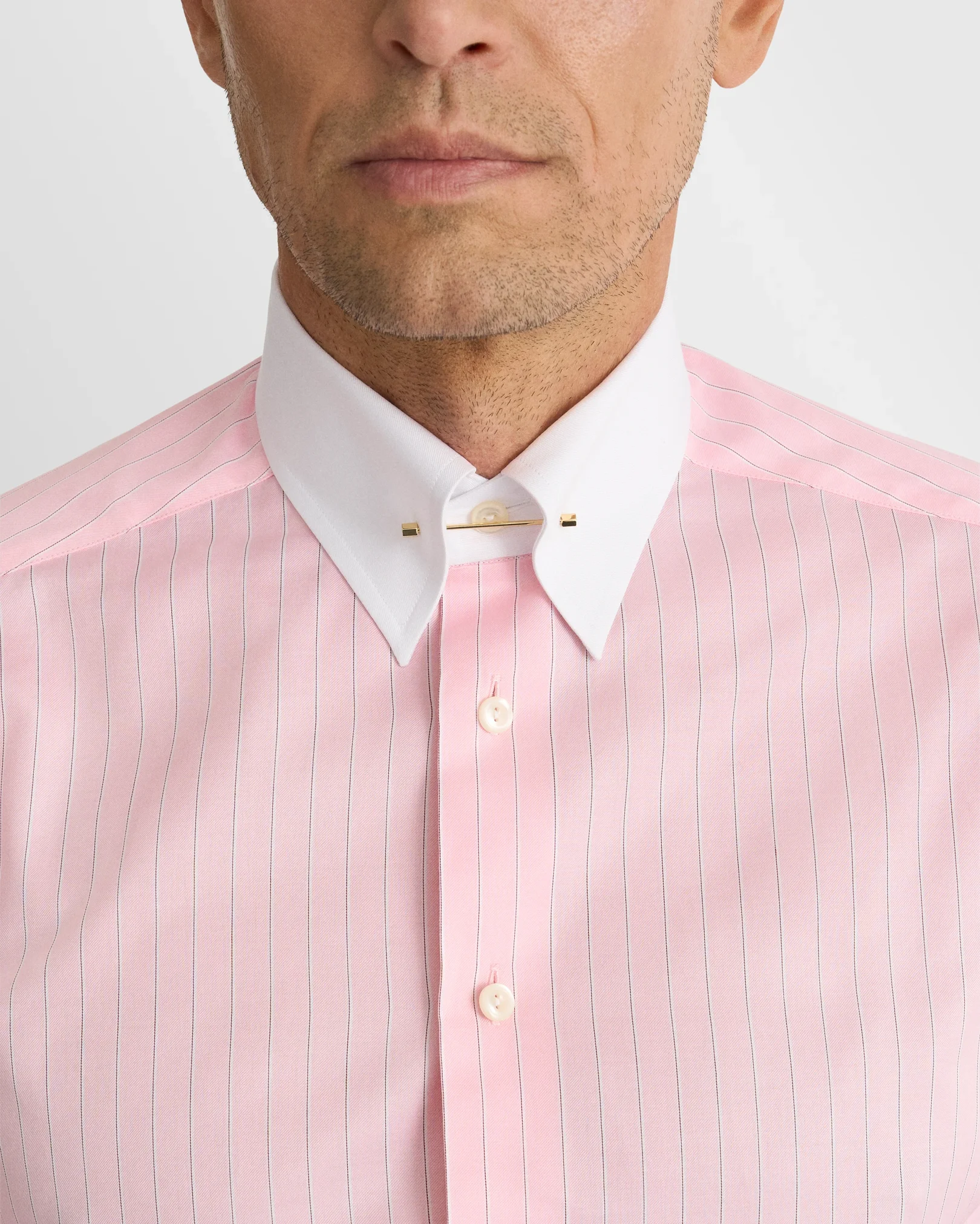 Eton - pink striped signature twill shirt pin