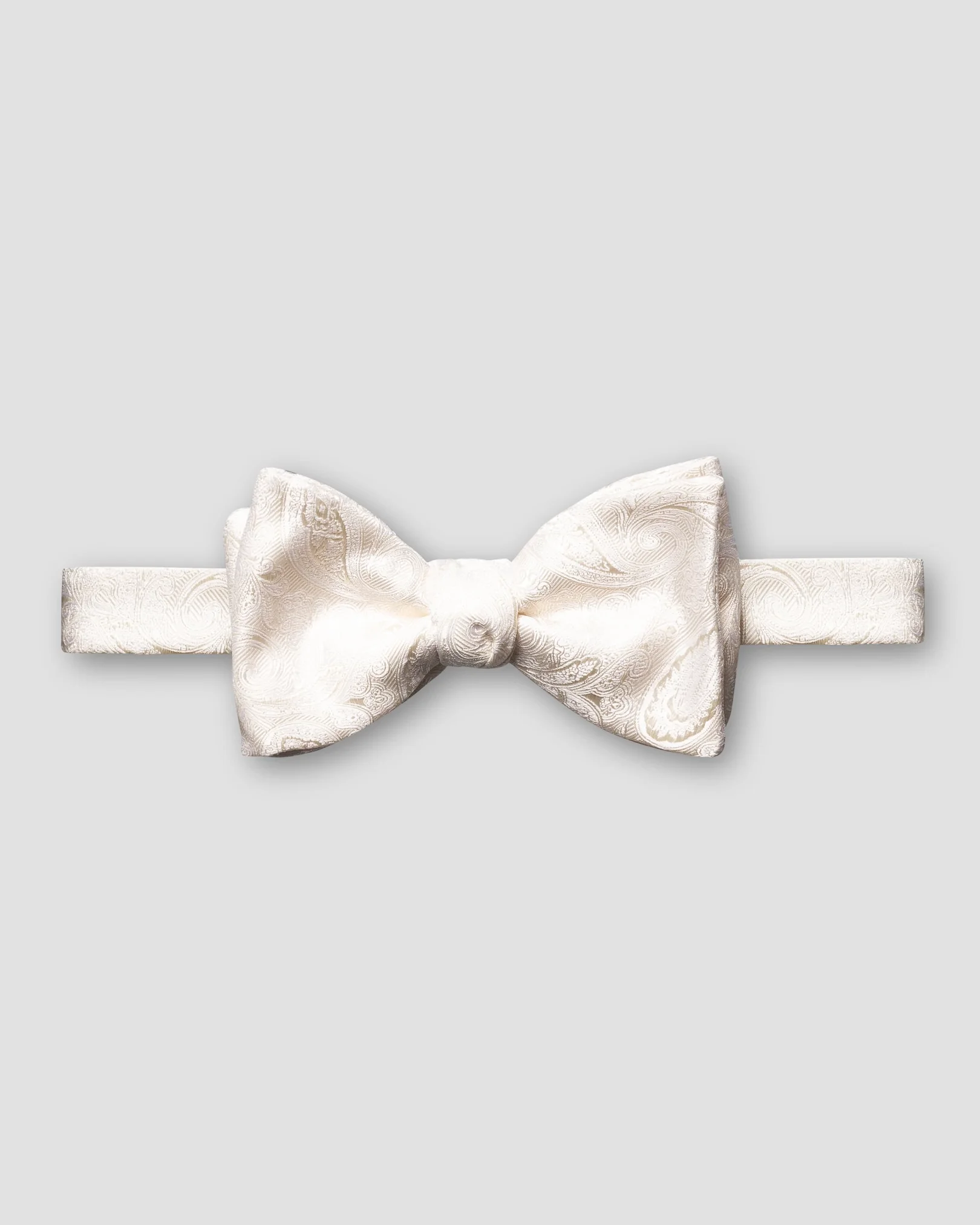Eton - white lustrous paisley bow tie self tied