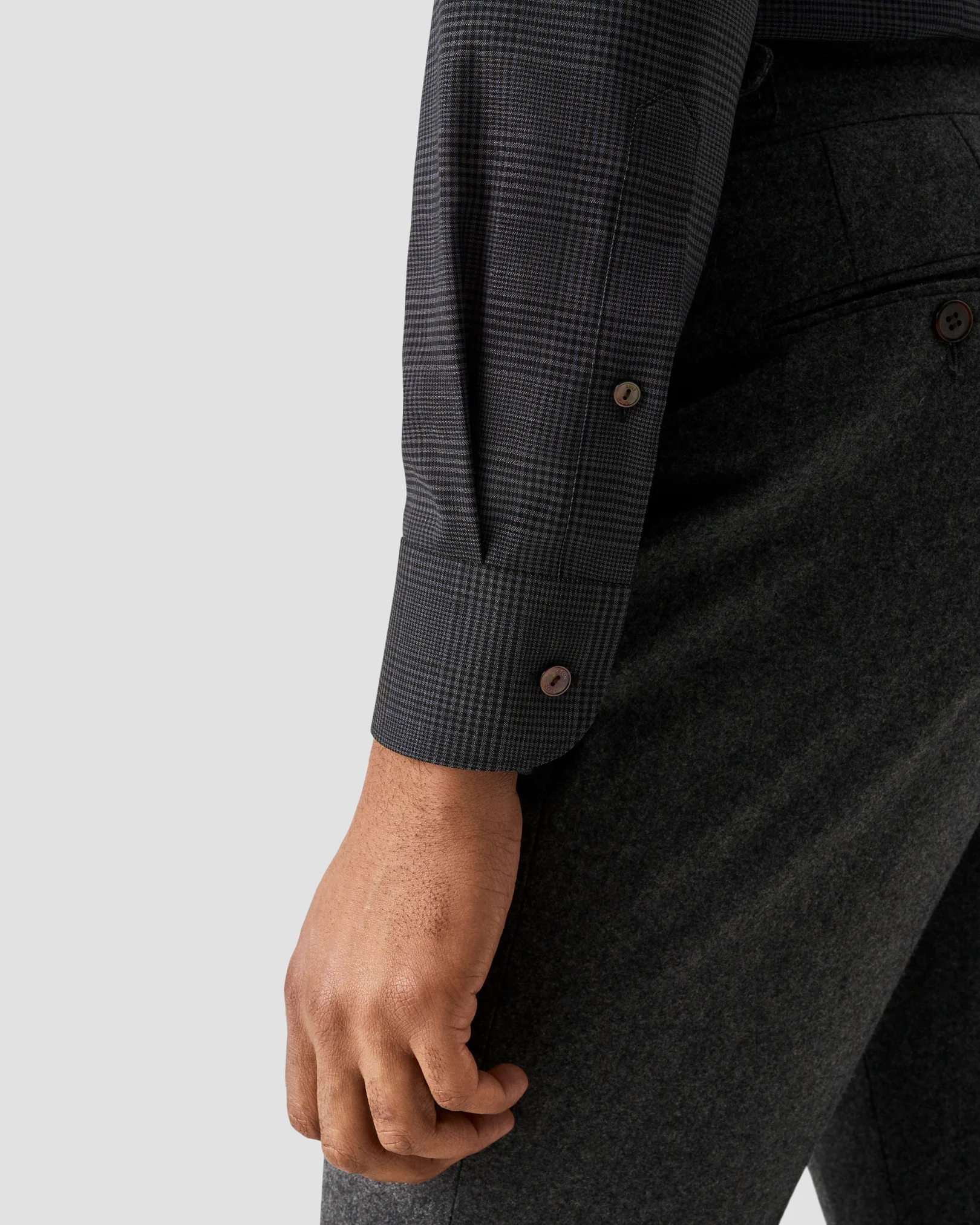 Eton - grey check merino shirt