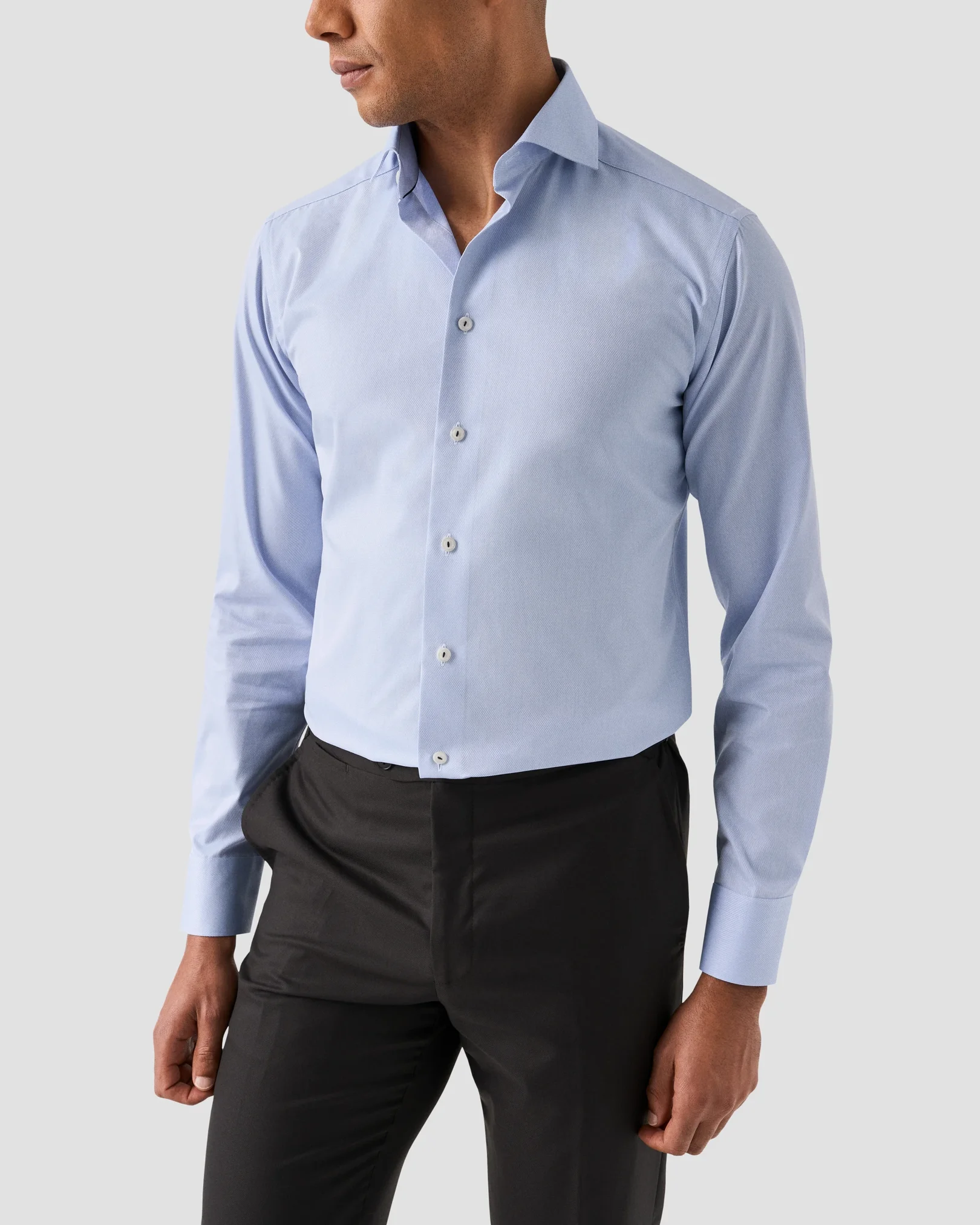 Eton - light blue semi solid signature dobby shirt