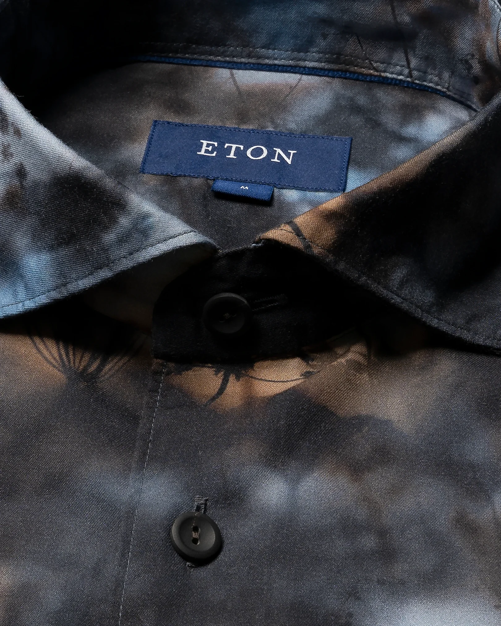 Eton - dark grey twill wide spread collar rounded single slim fit