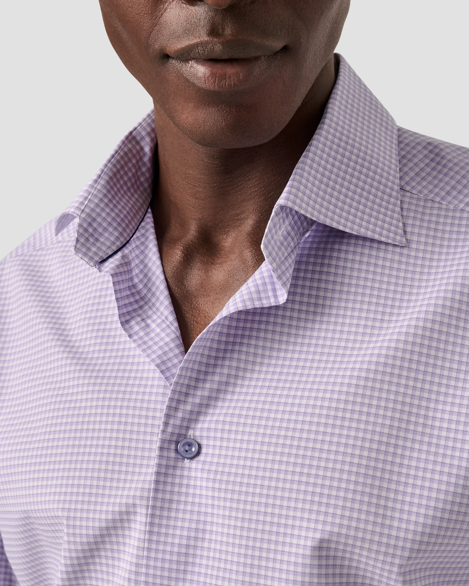 Eton - purple checked supima poplin shirt