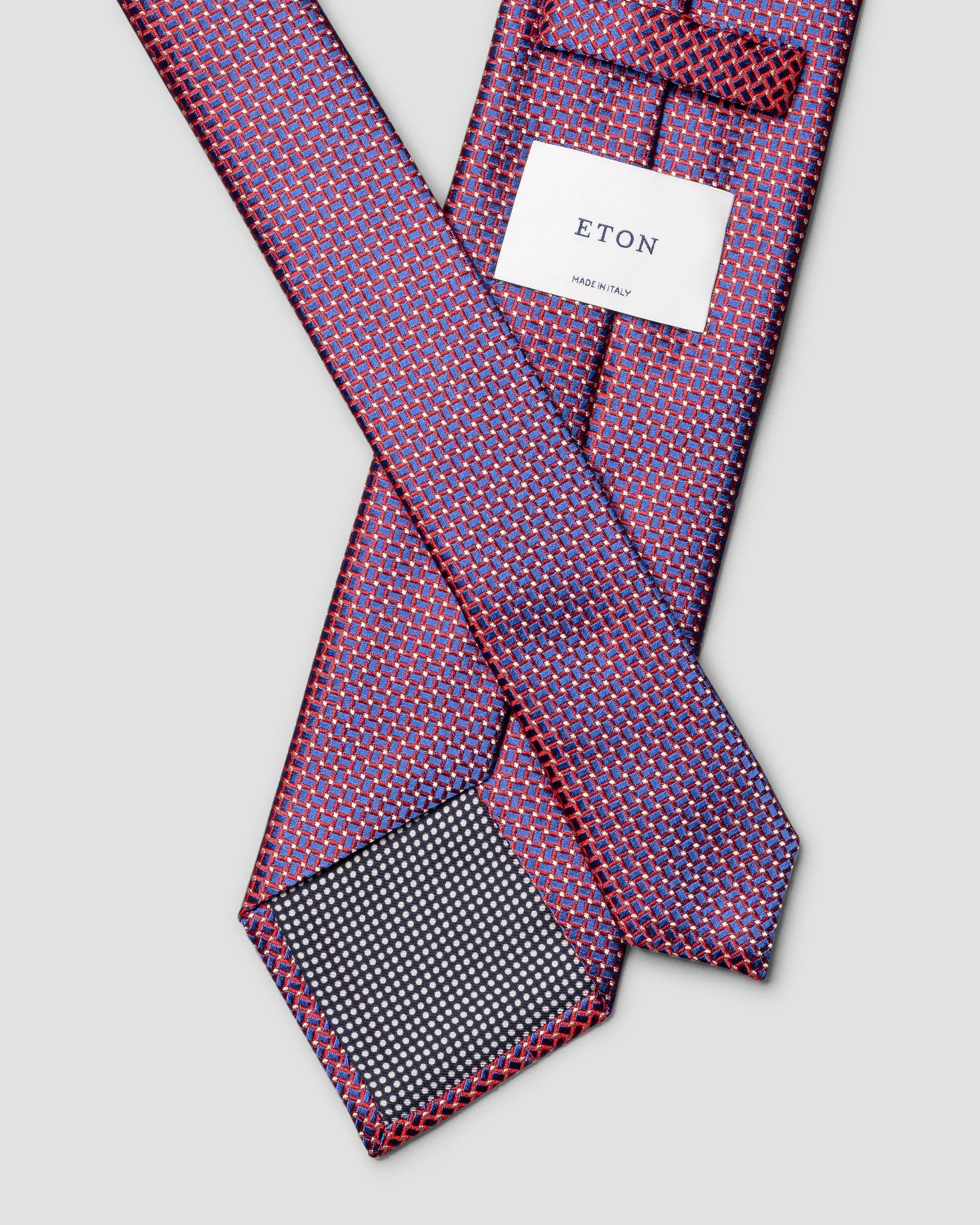 Eton - red micro geometric woven silk tie