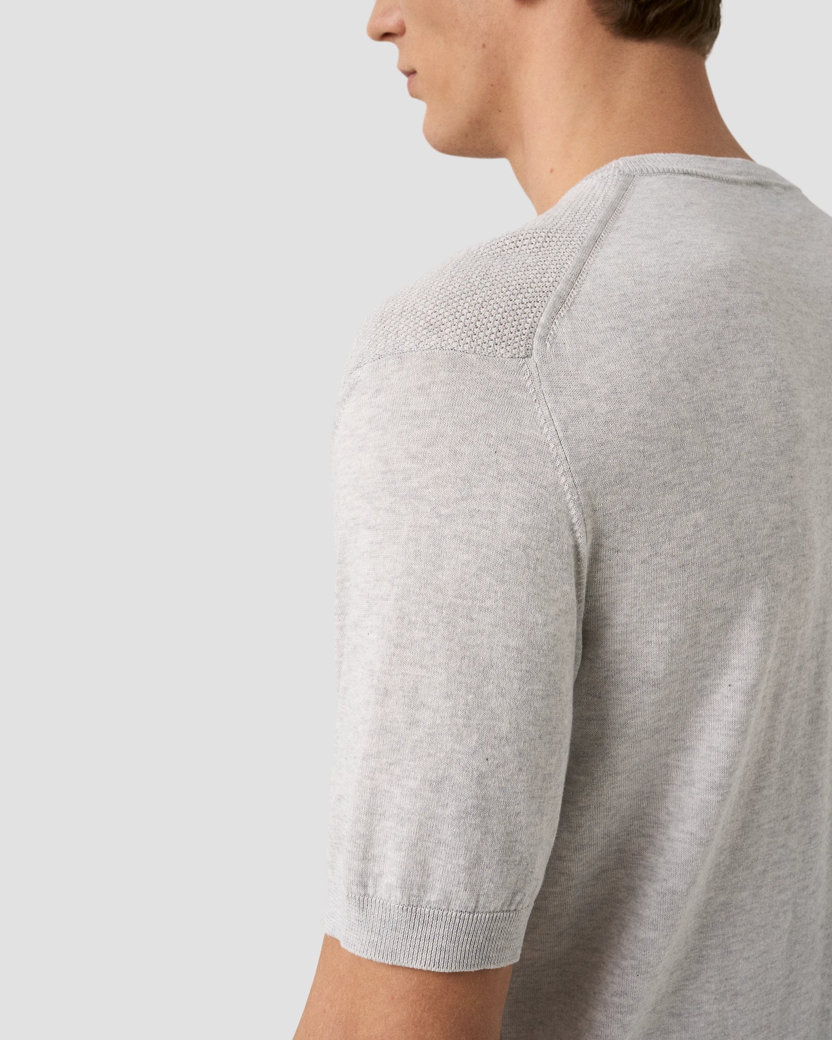 Eton - off white structured crew neck knitted t shirt