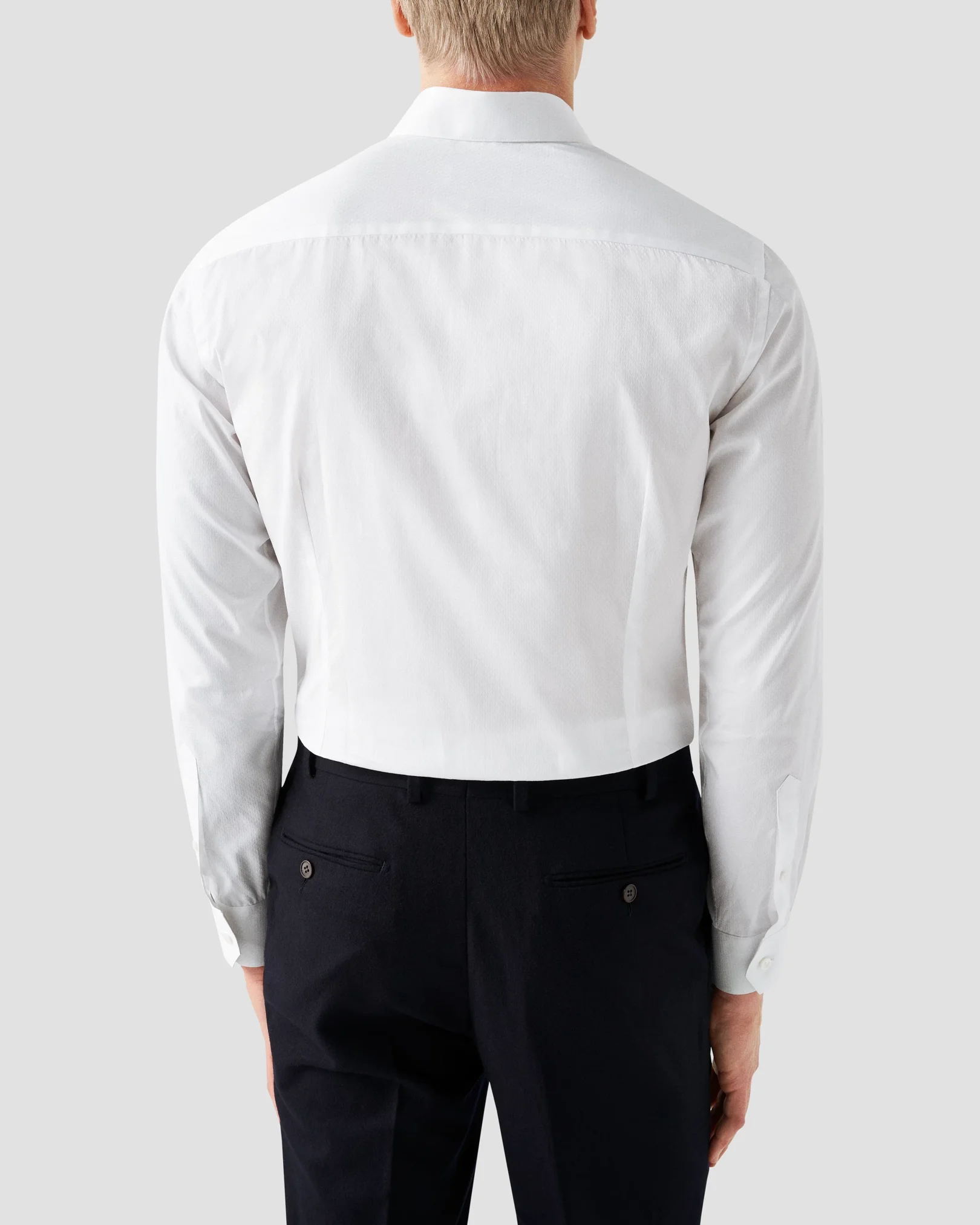 Eton - white plain weave moderate cut away collar single cuff slim fit