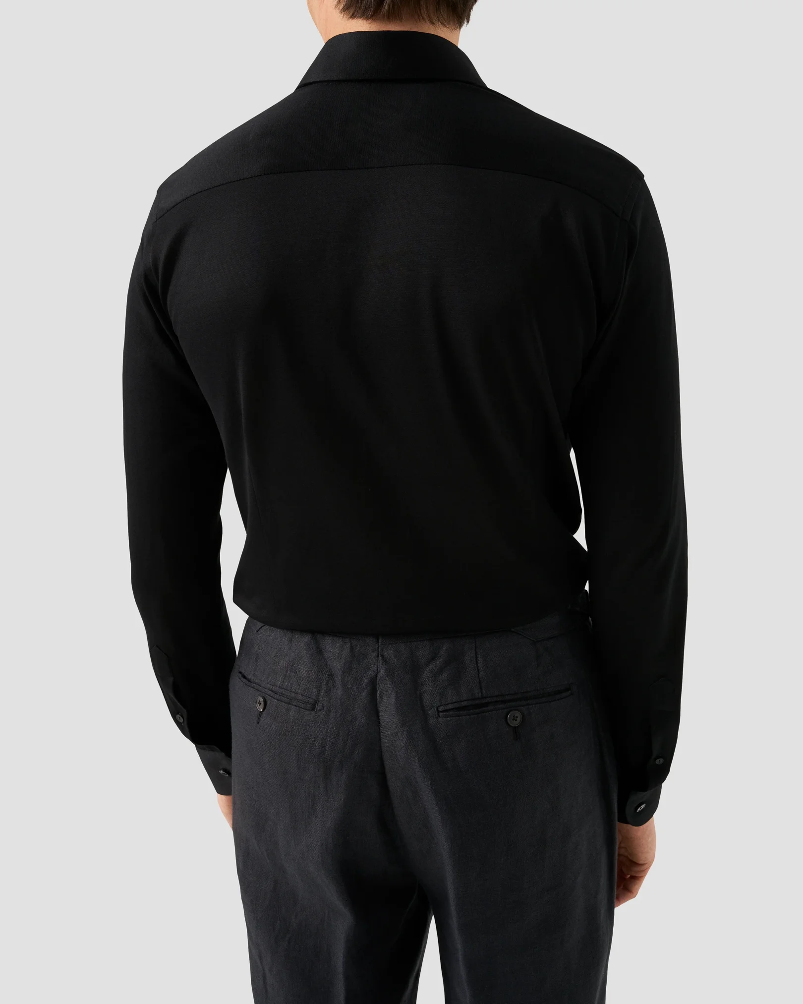 Eton - black filo di scozia knit shirt 261