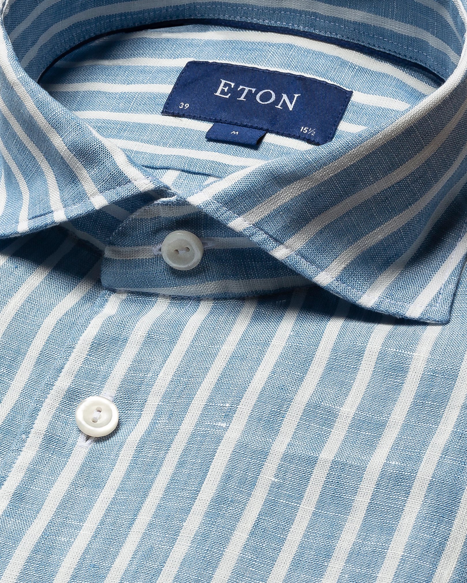 Eton - mid blue striped linen