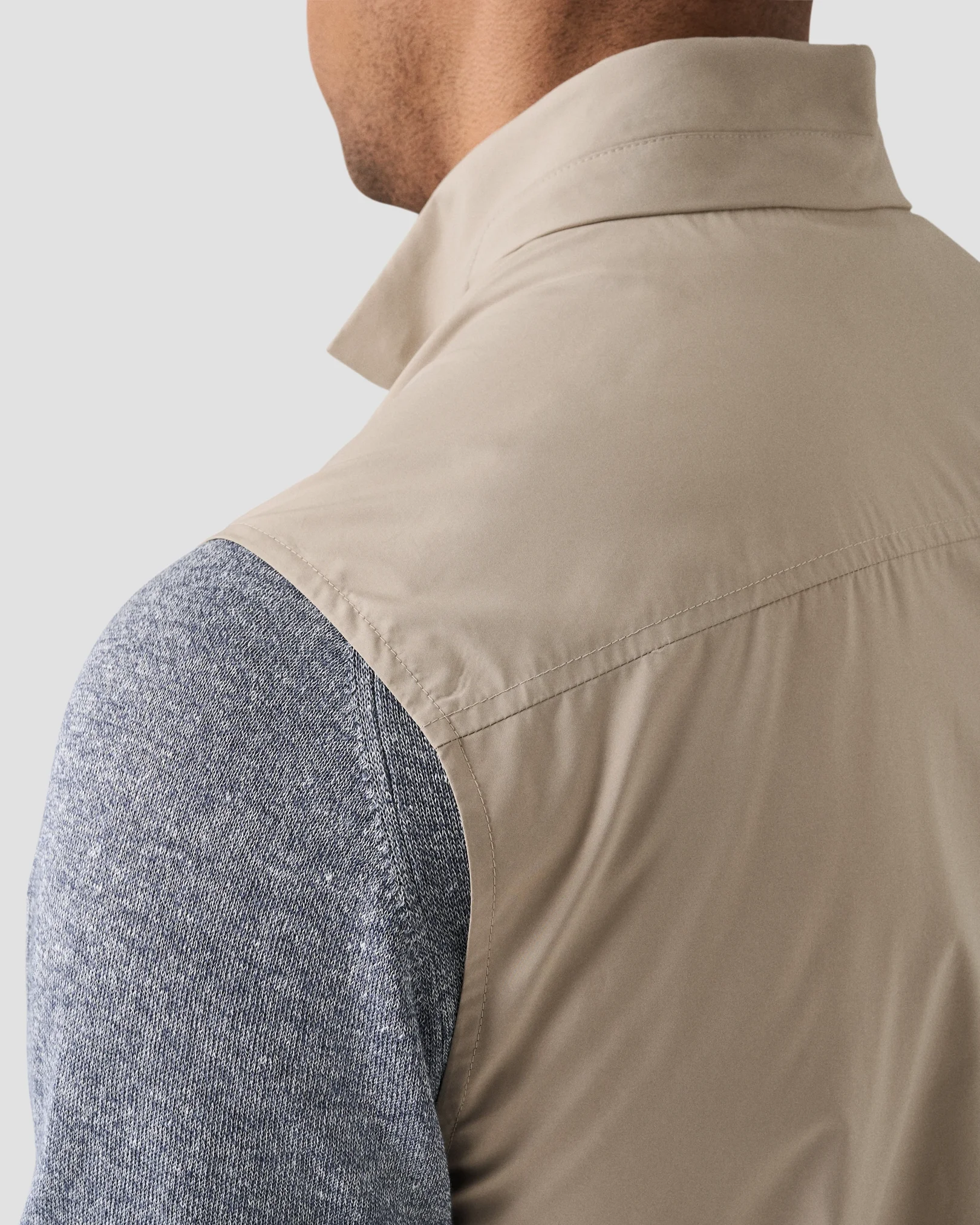 Eton - beige solid wind vest with elastic hem