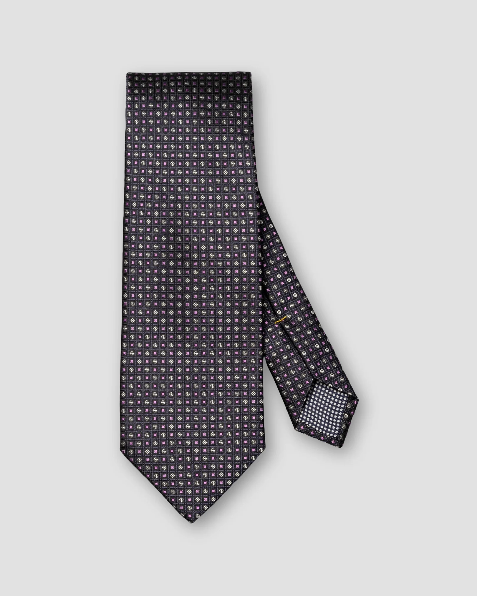 Eton - micro geometric woven silk tie mid purple micro geometric woven silk tie