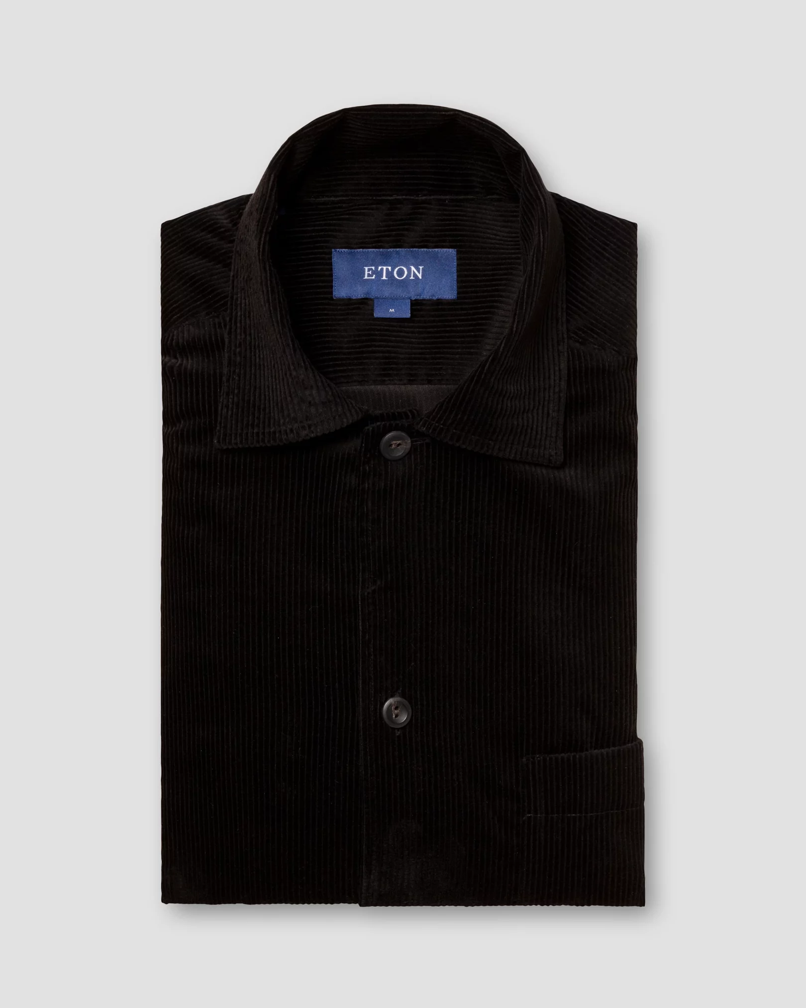Eton - black corduroy overshirt turn down straight sleeve end regular