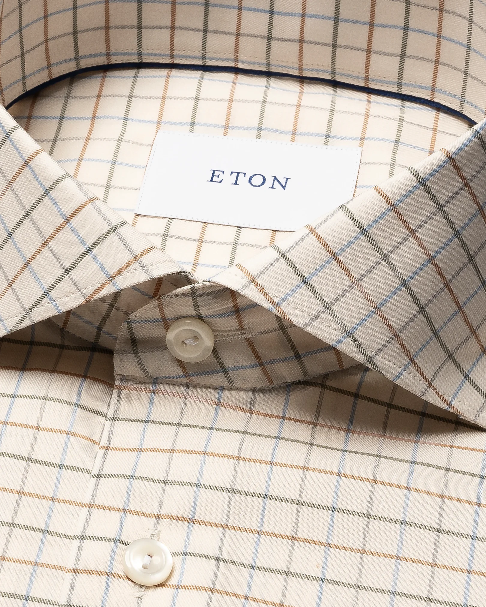 Eton ハウンドトゥースチェック カッターシャツ Brown Houndstooth Print Signature Twill Shirt - Eton