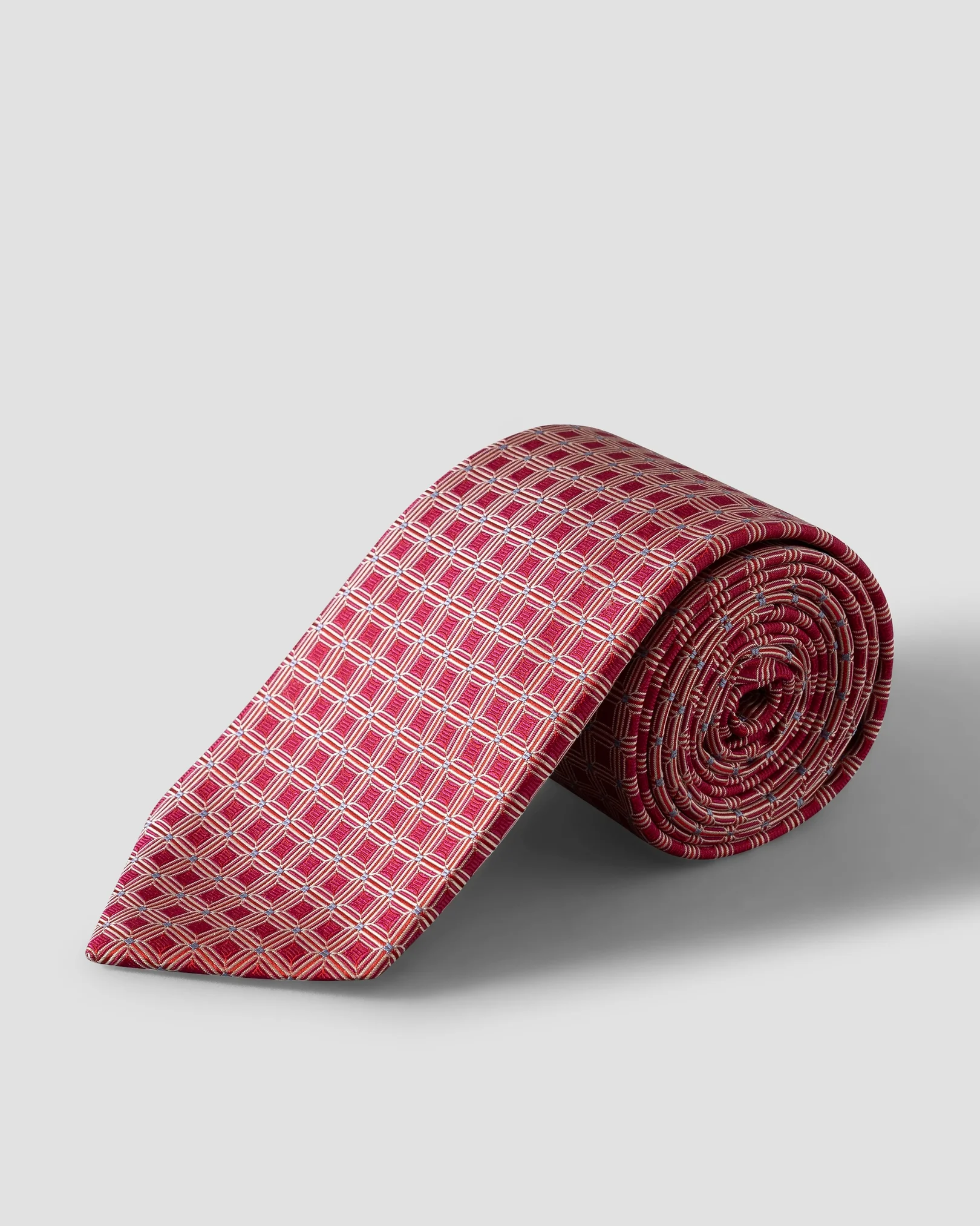 Eton - red geometrical woven silk tie red 261