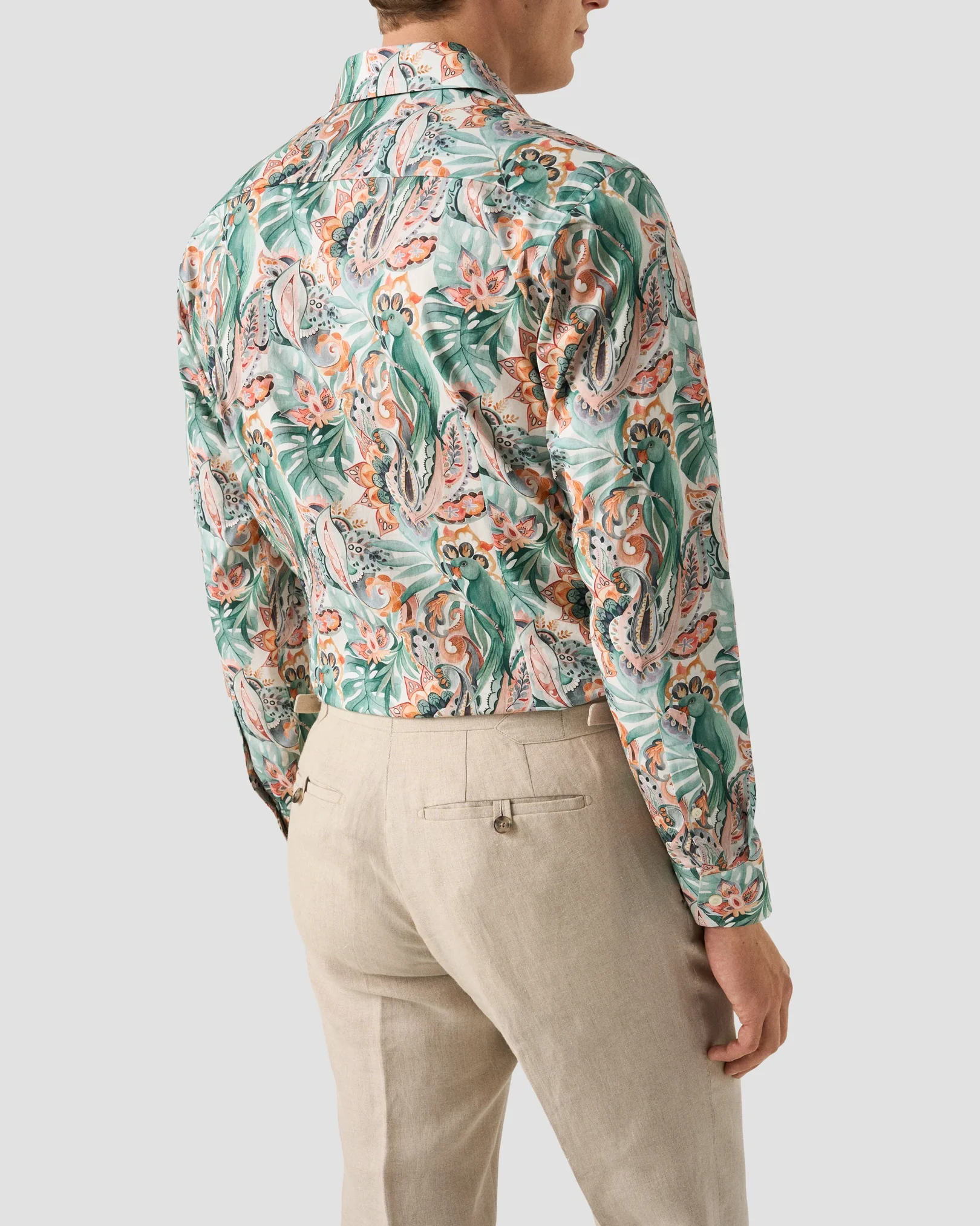 Eton - multi parrot motif signature twill shirt