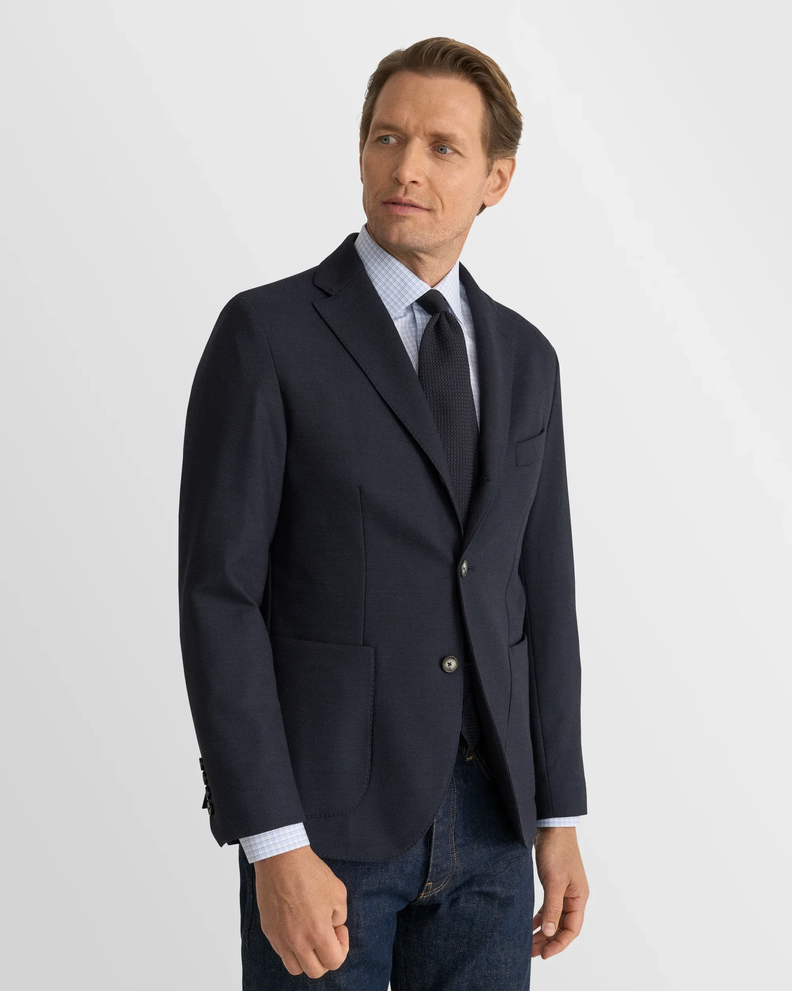 Eton - light blue check supima 266