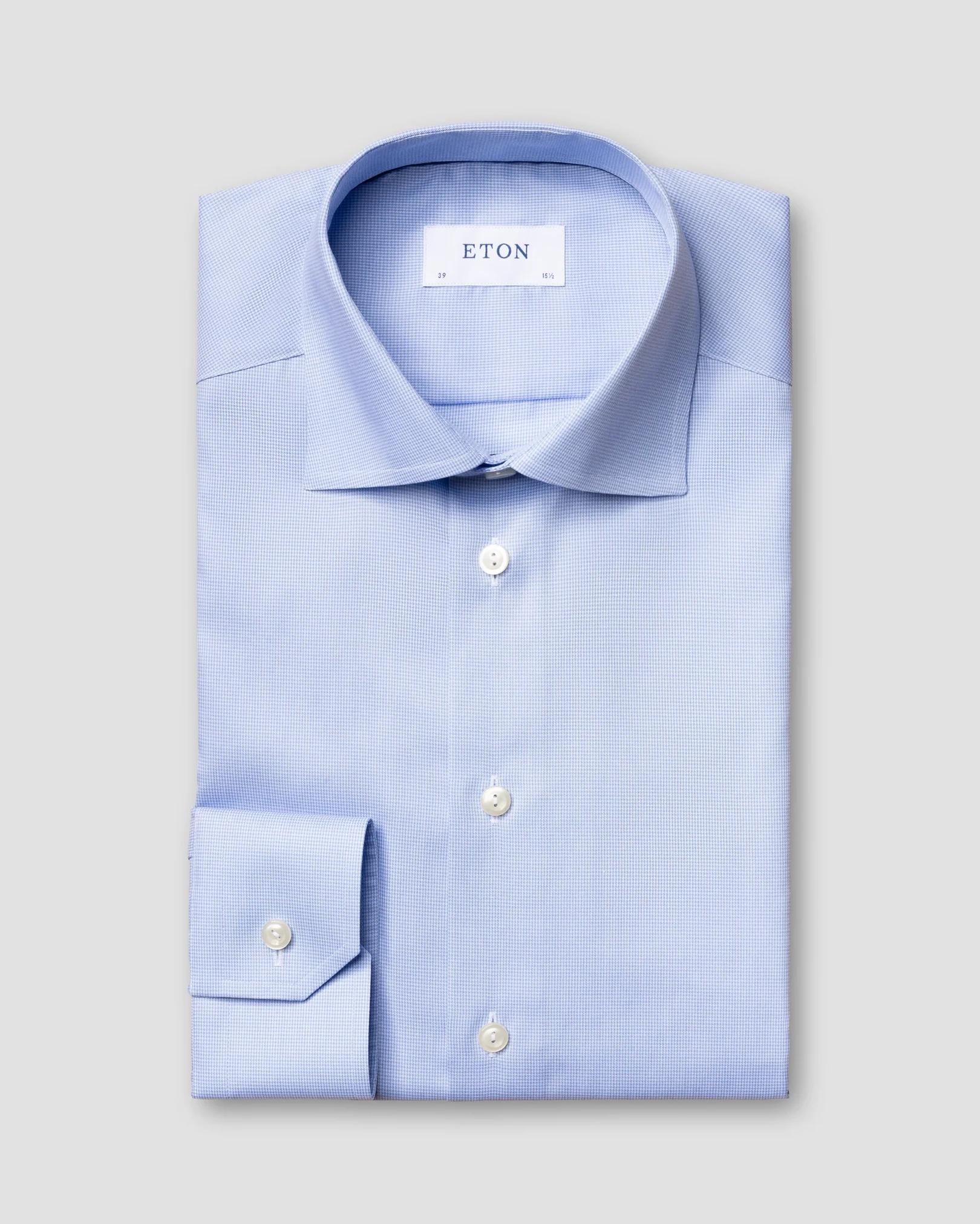 Eton - light blue houndstooth fine twill shirt