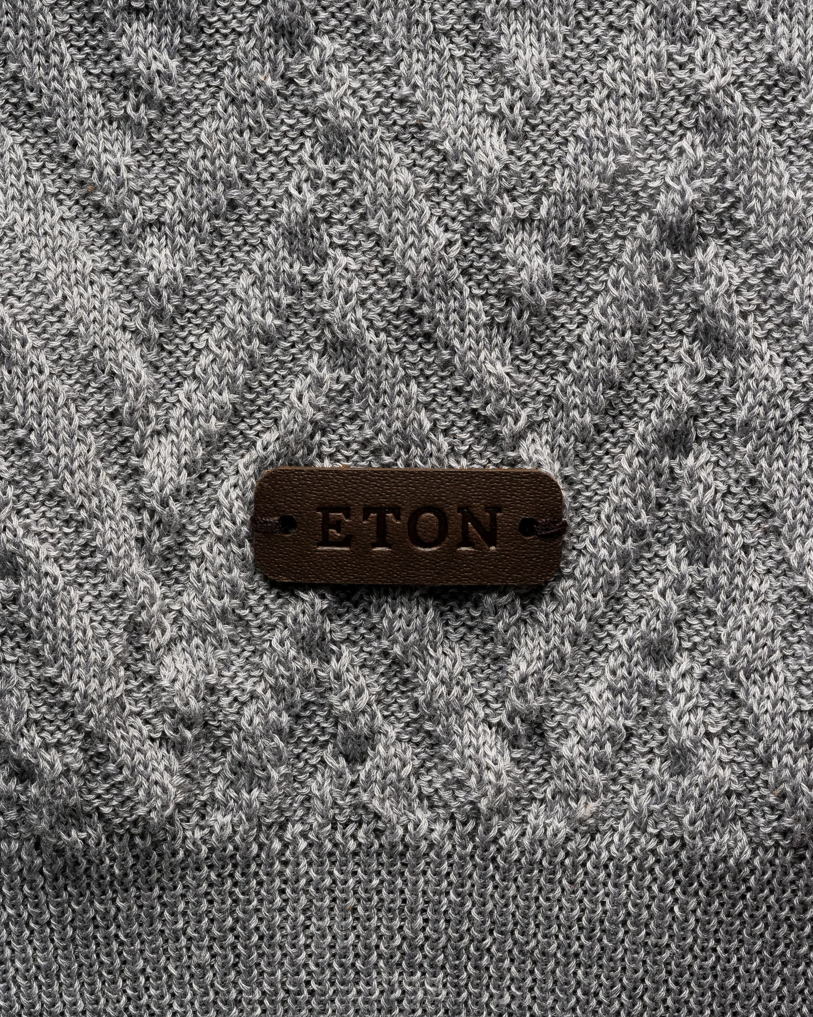Eton - light grey chevron structure knit polo shirt