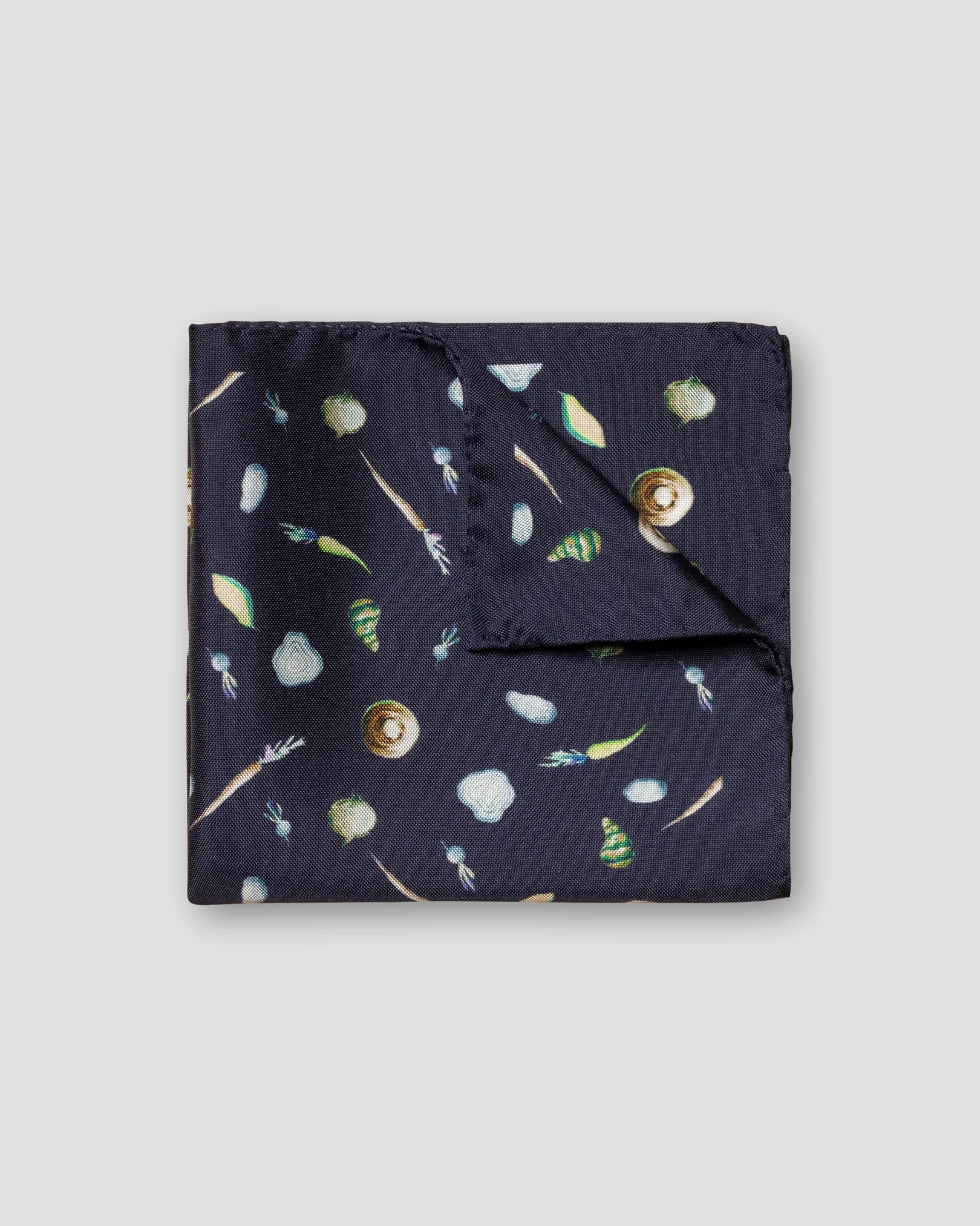 Eton - blue vegetables print silk pocket square