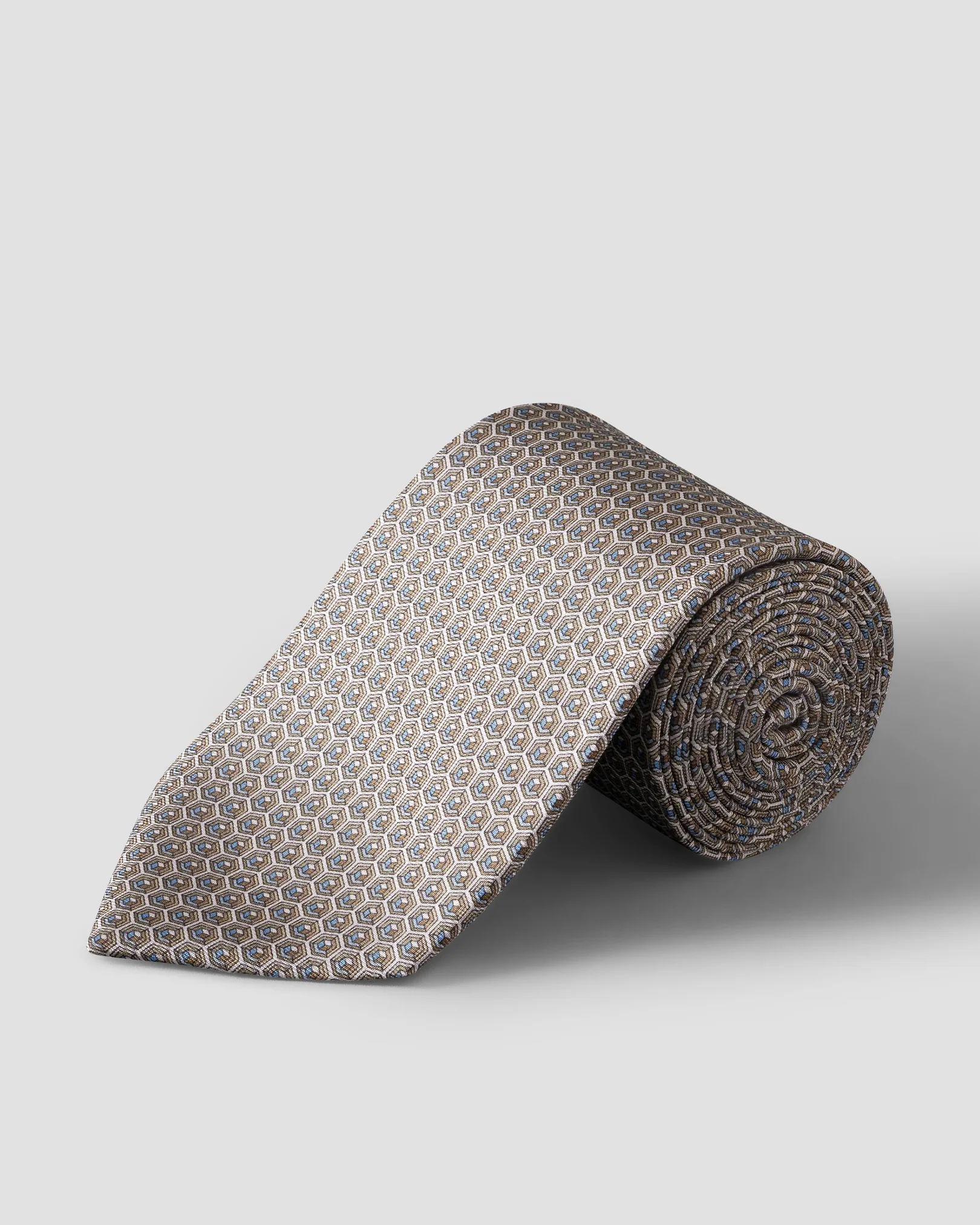 Eton - beige geometricl printed silk tie
