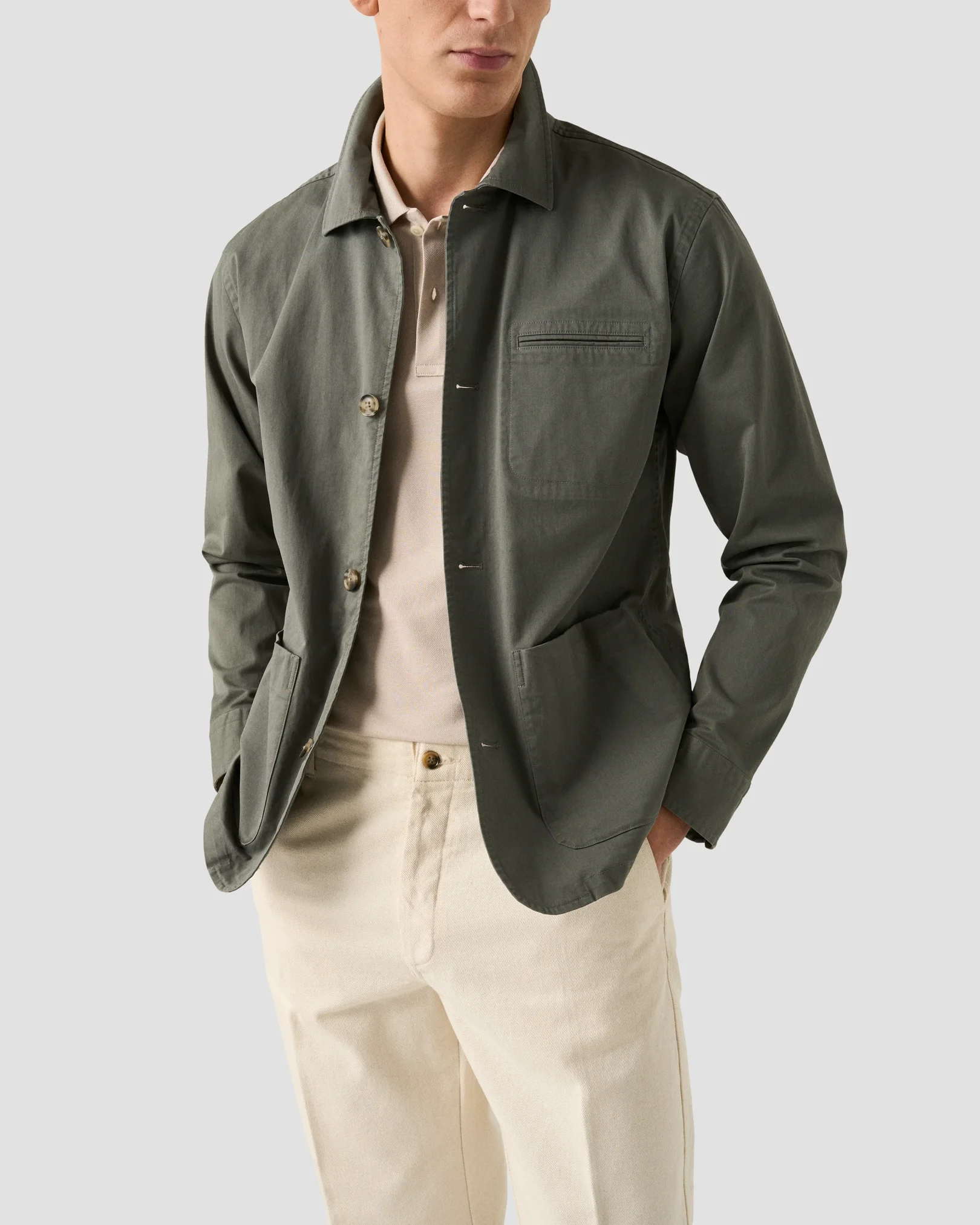 Eton - beige pima cotton pique polo