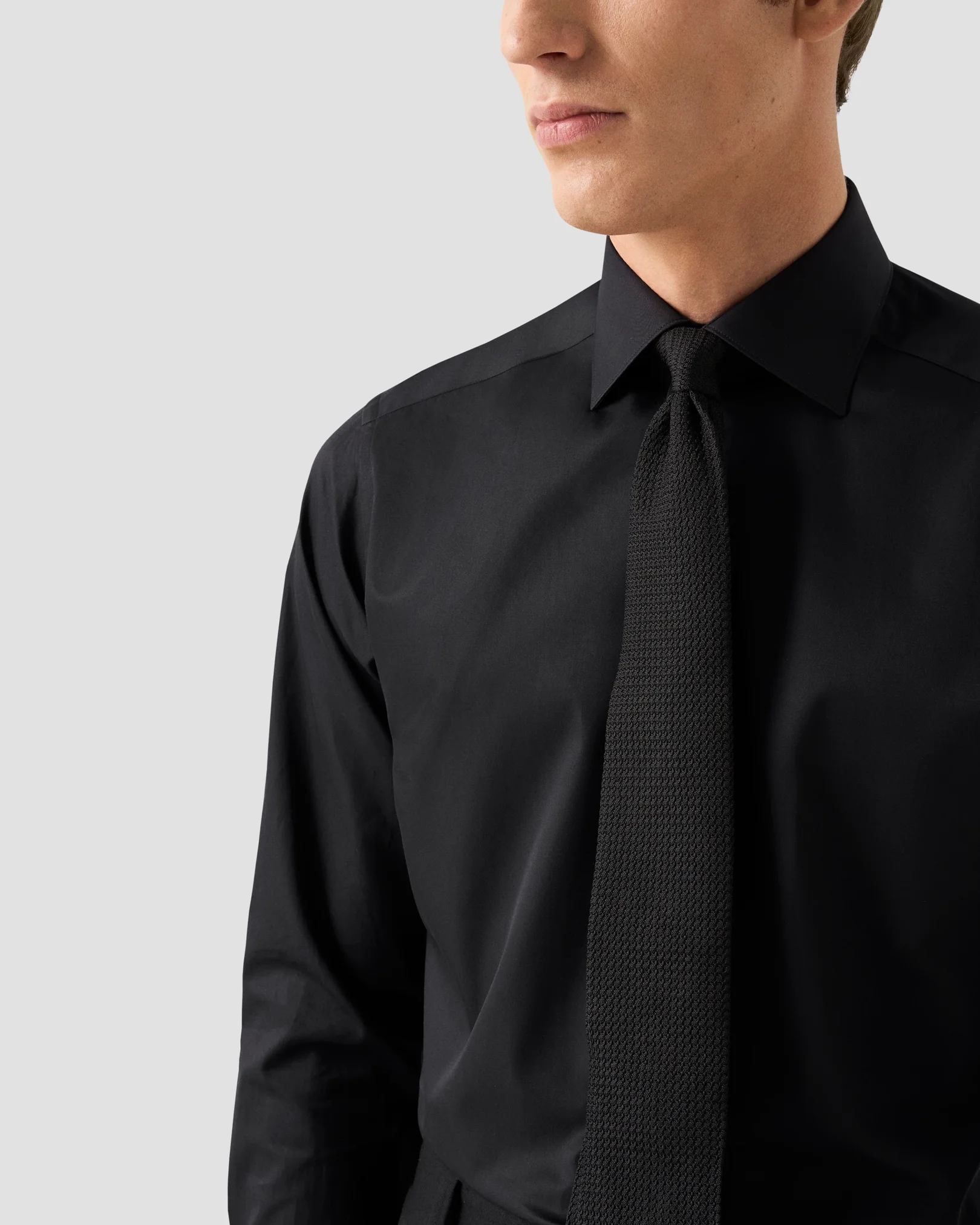 Eton - black solid elevated twill shirt