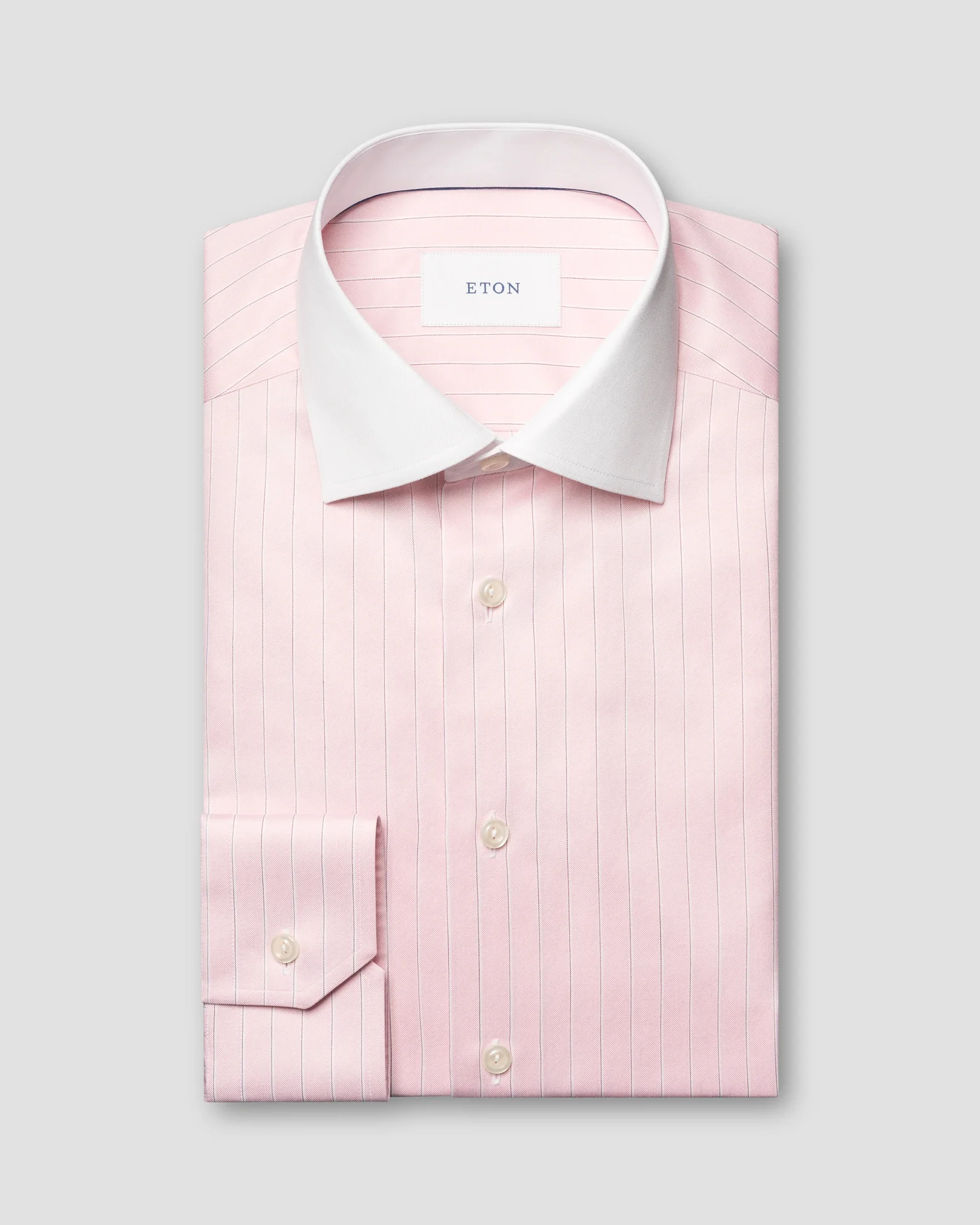 Eton - pink striped signature twill shirt cut away 266