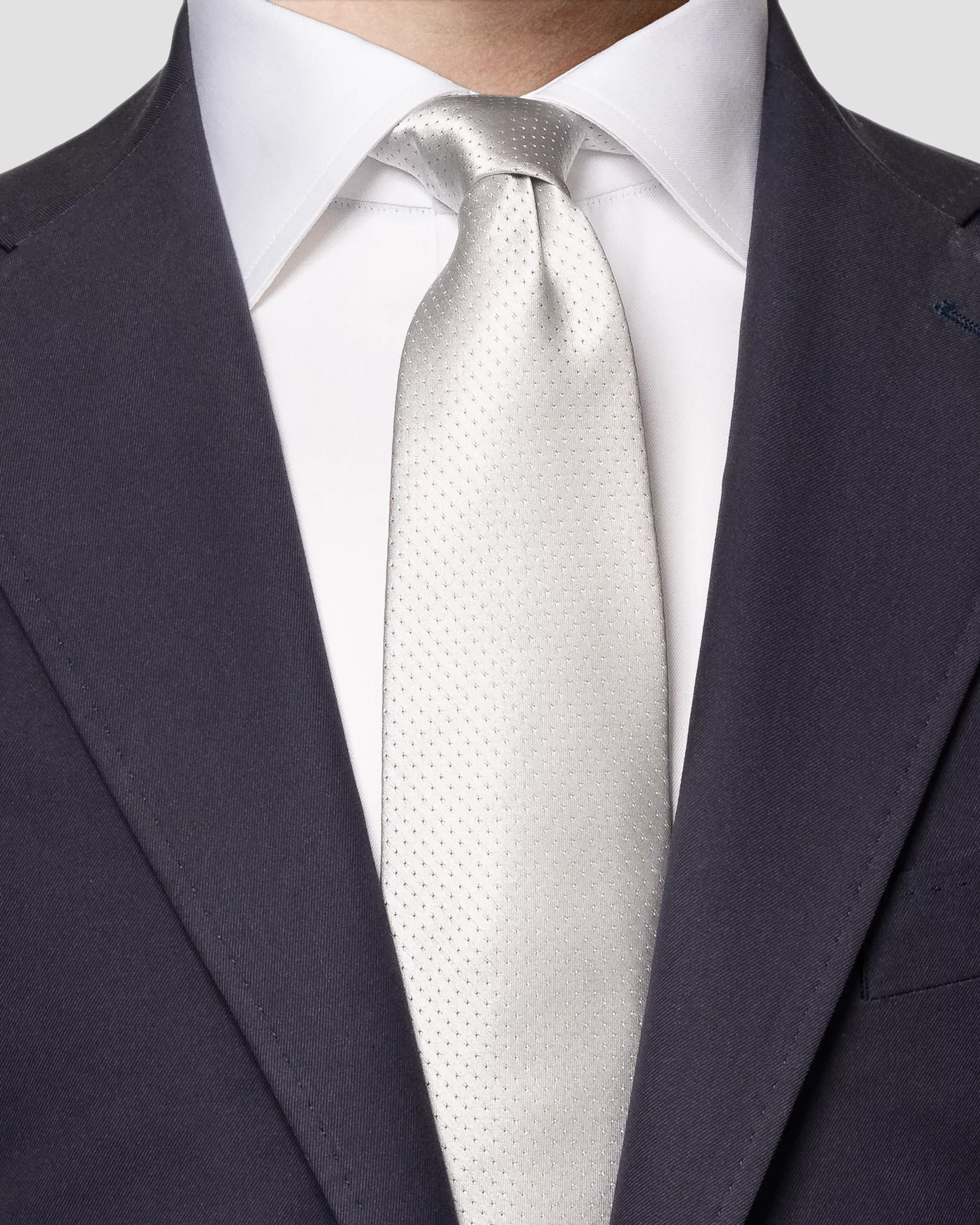 Gray Pin-Dot Jacquard Silk Tie - Eton