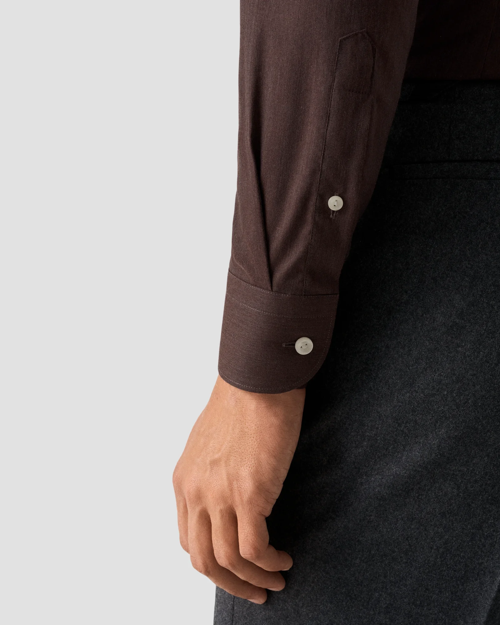 Eton - dark red solid signature flannel shirt