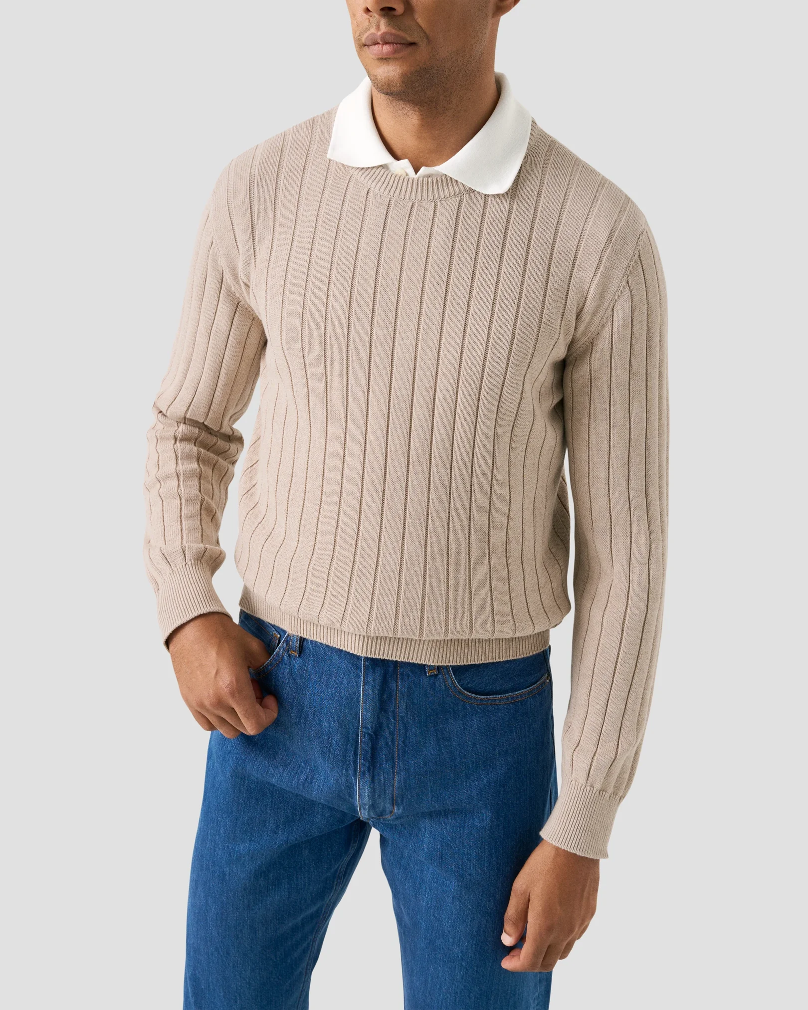 Eton - Cotton Structure Knit Crew Neck