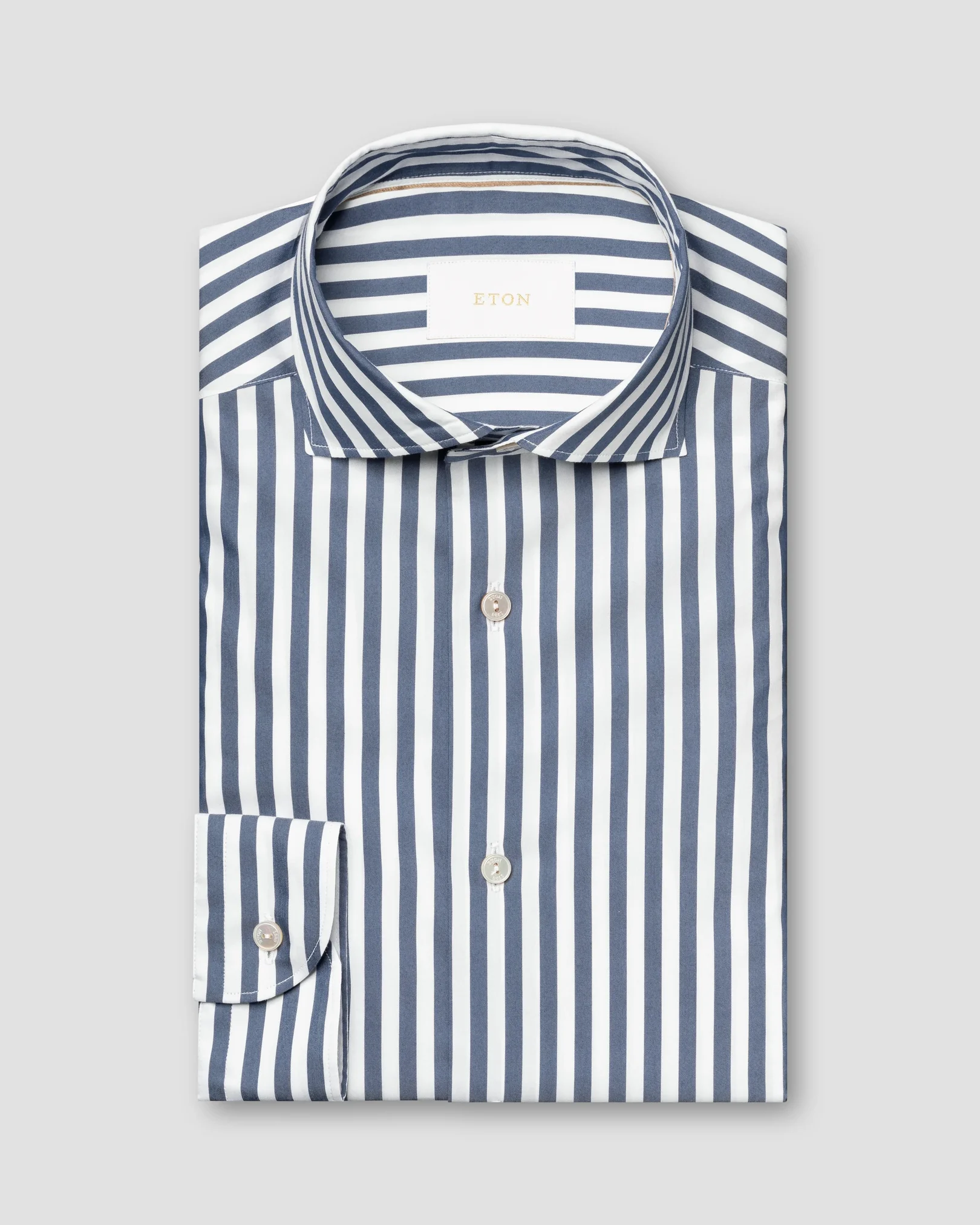 Eton - dark blue striped cotton silk shirt