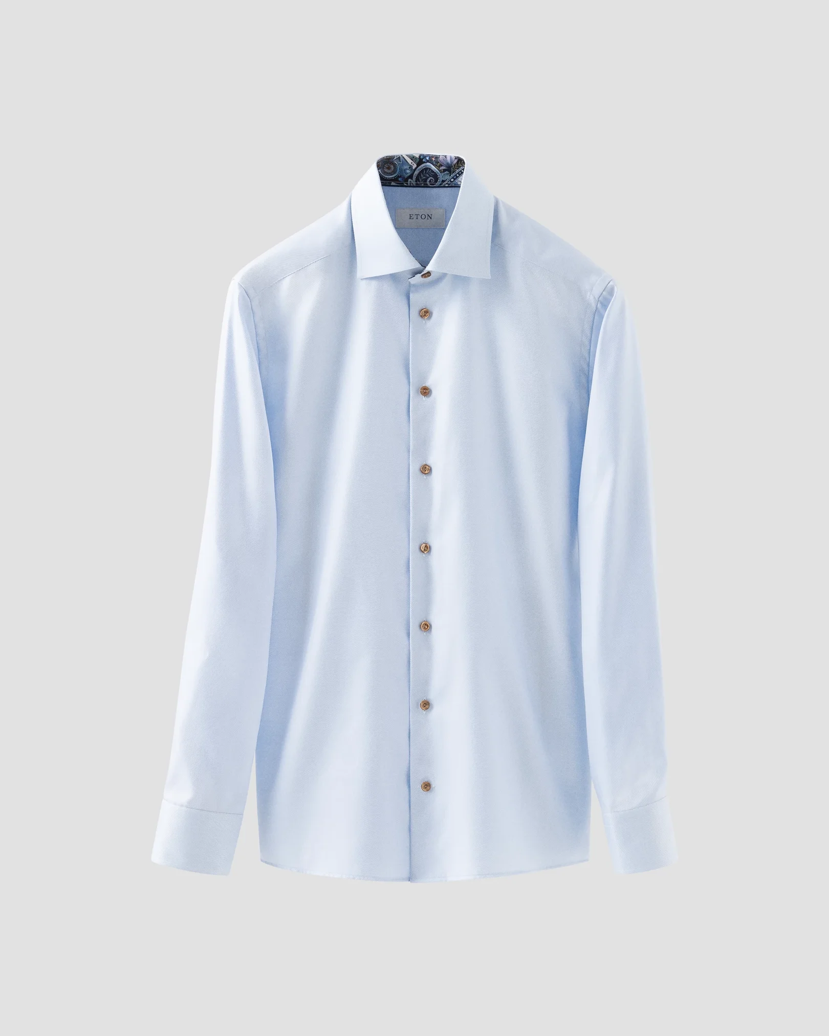 Eton - light blue textured twill floral details