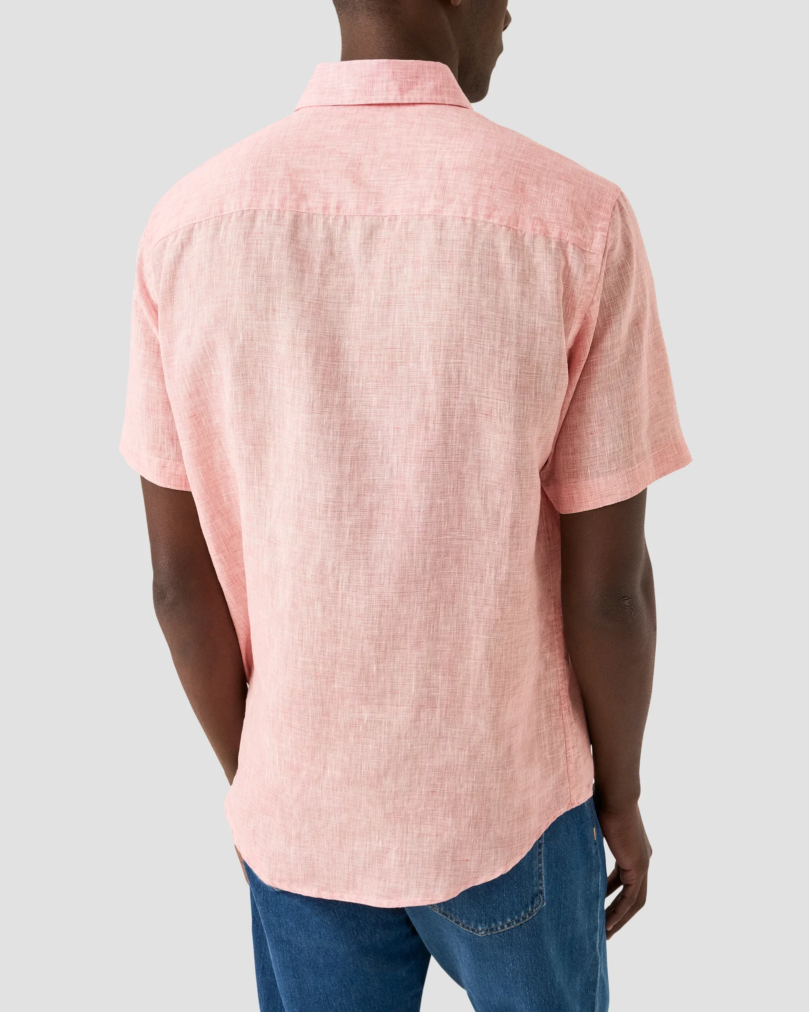 Eton - pink solid linen short sleeve shirt