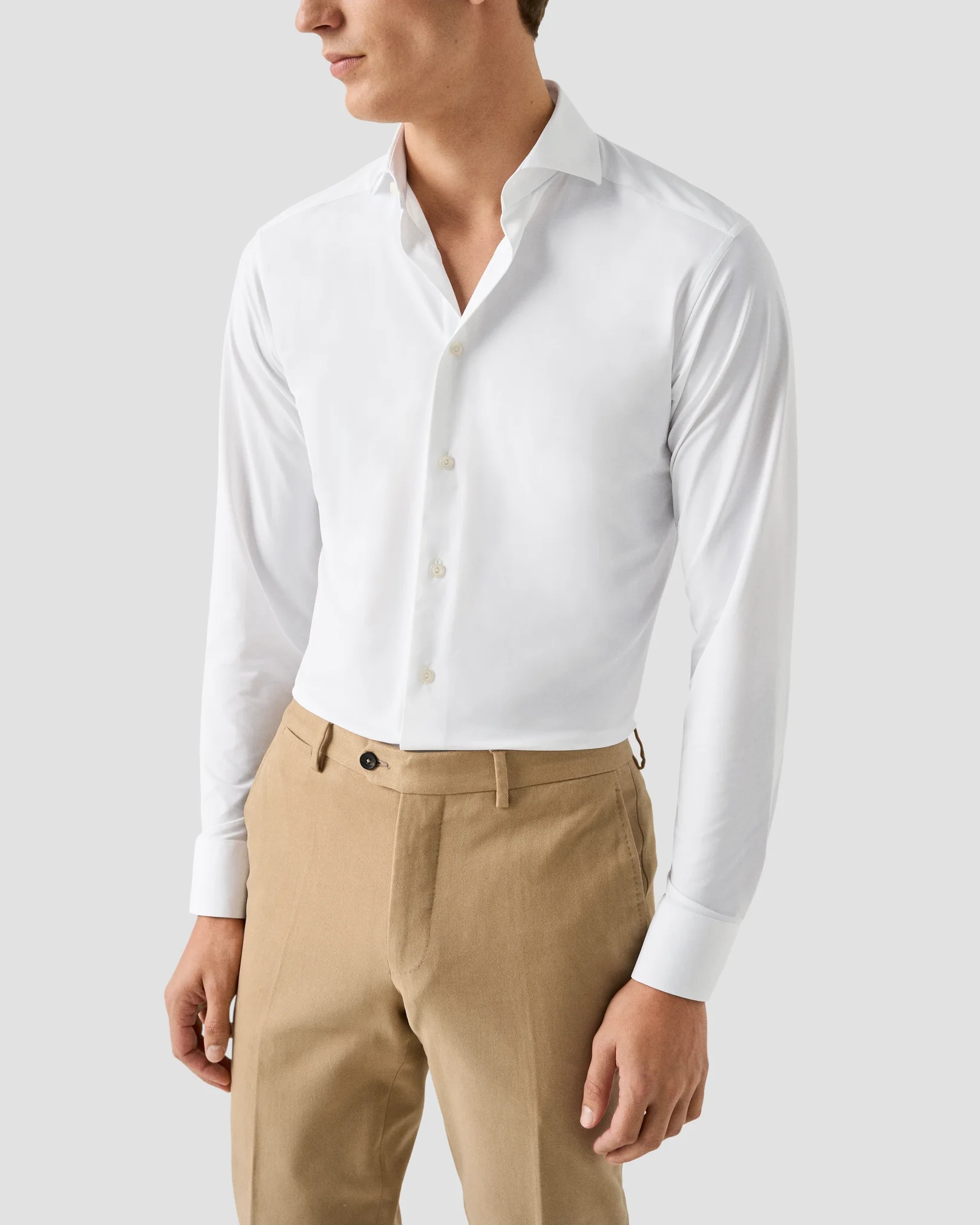 Eton - solid white four way stretch shirt