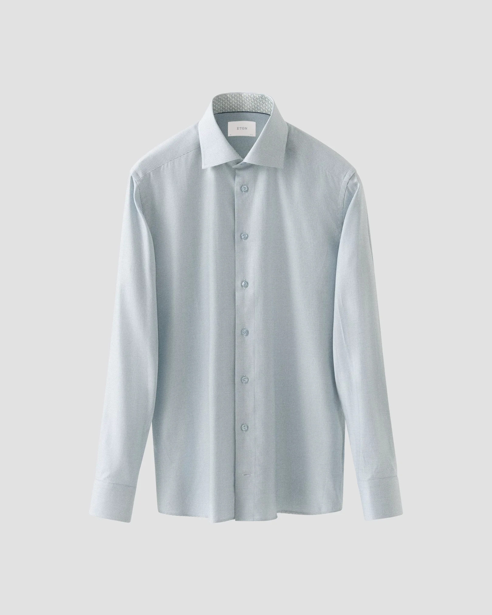 Eton - light green semi solid effect dobby shirt