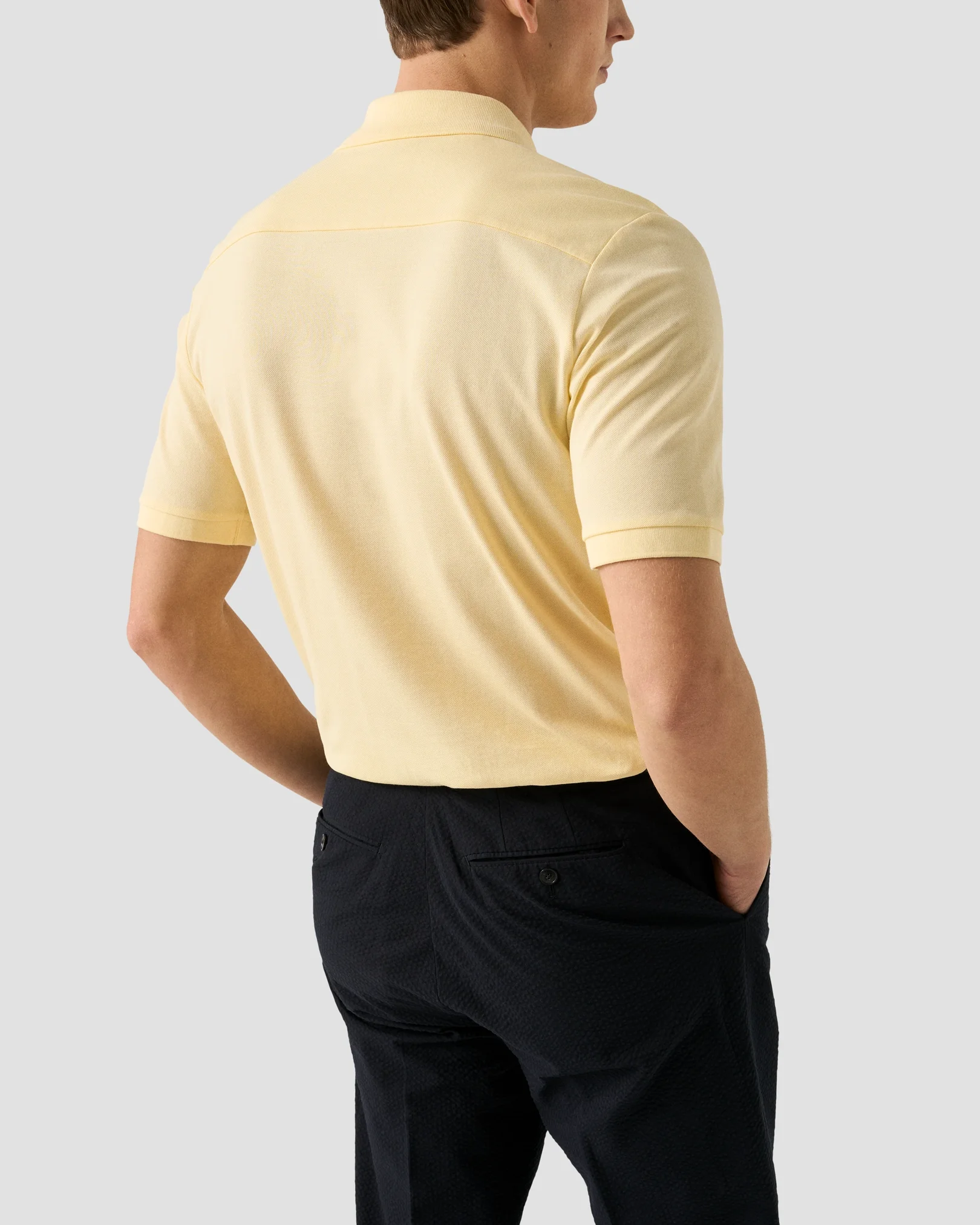 Eton - yellow pima cotton pique polo