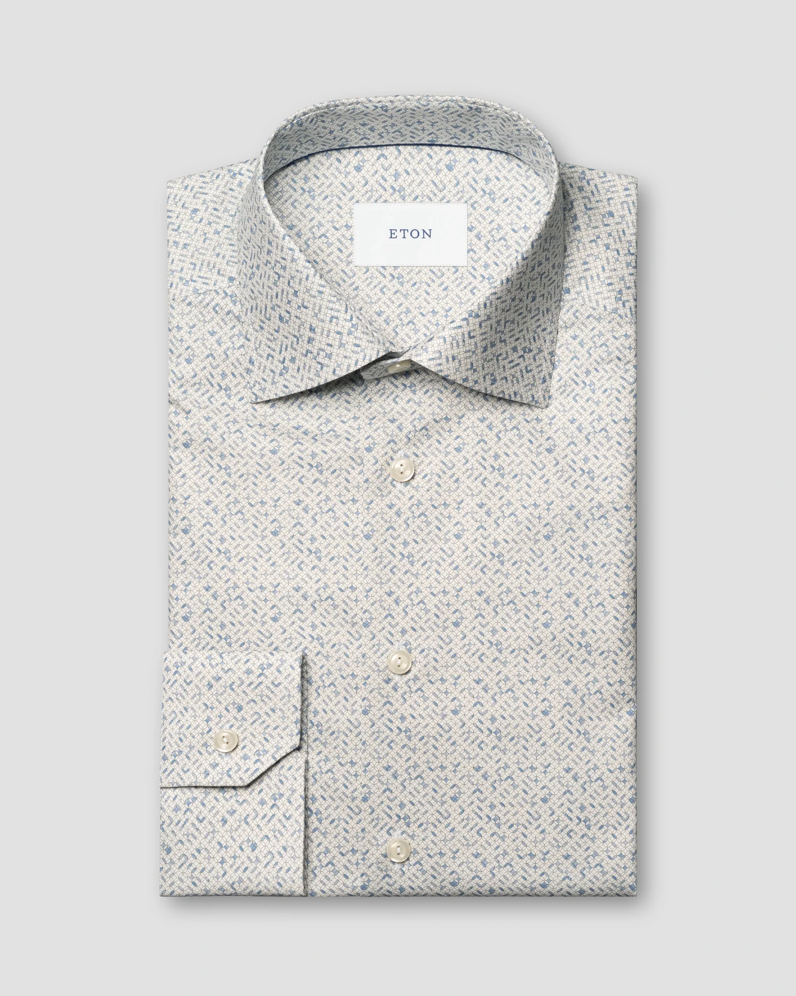 Eton - light blue geometric signature twill shirt 253