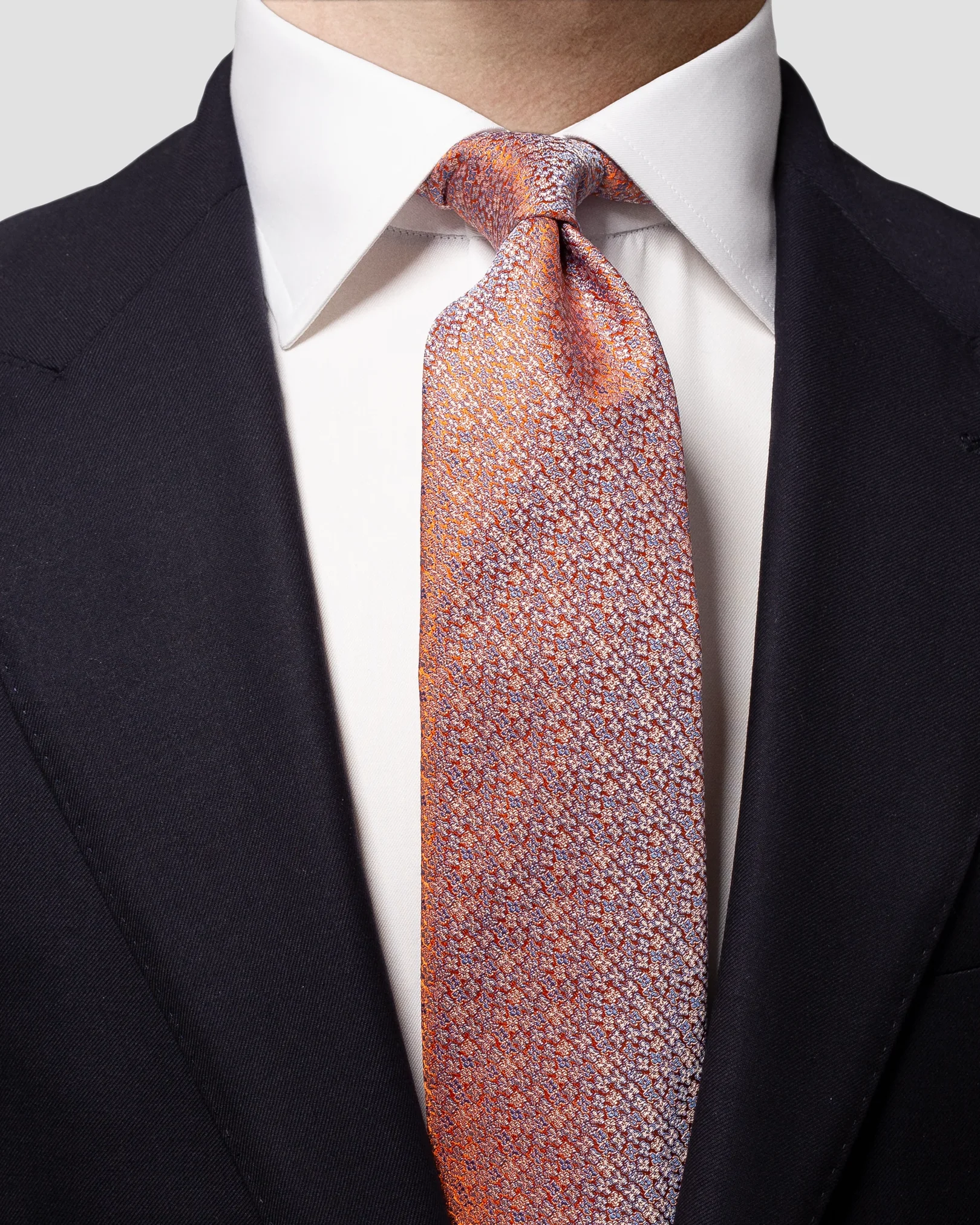 Eton - orange micro floral silk tie