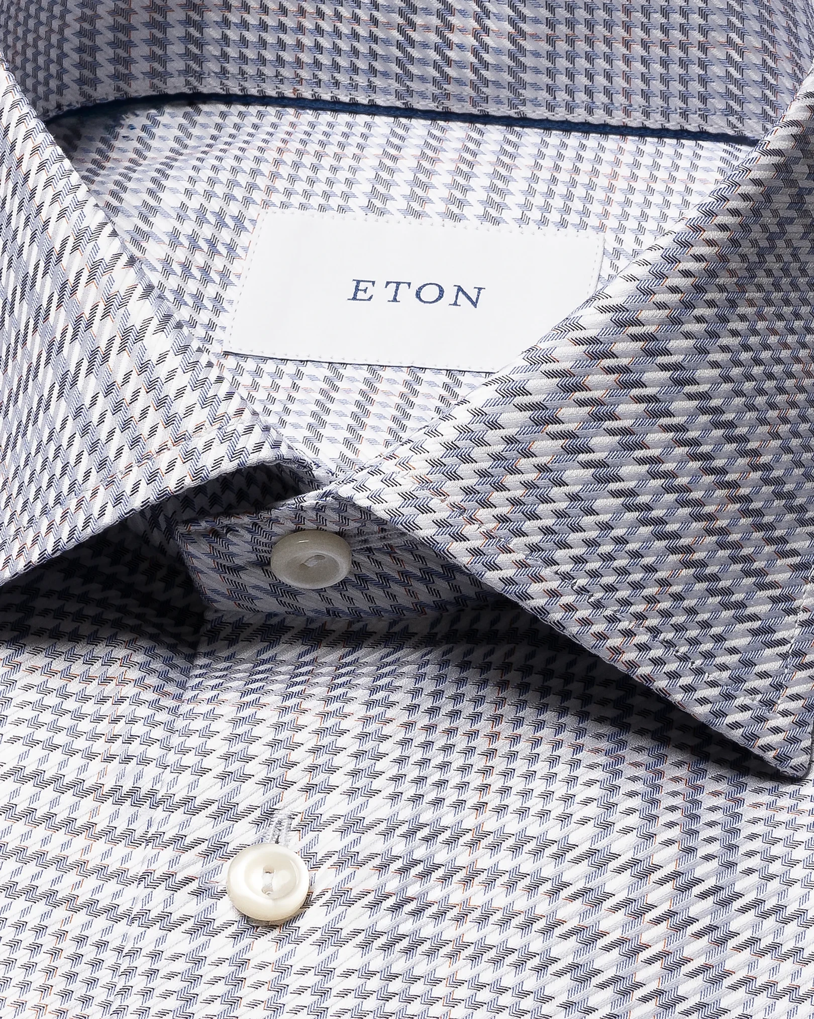 Eton - dark blue bold check king twill shirt