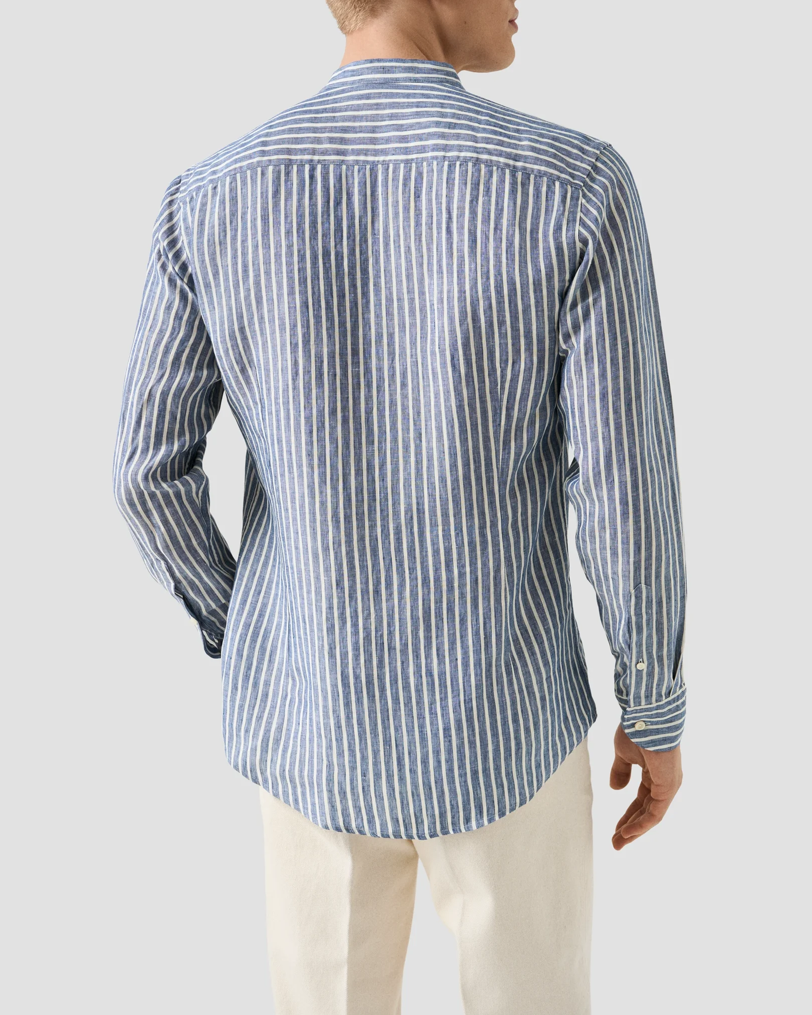 Eton - mid blue striped linen shirt